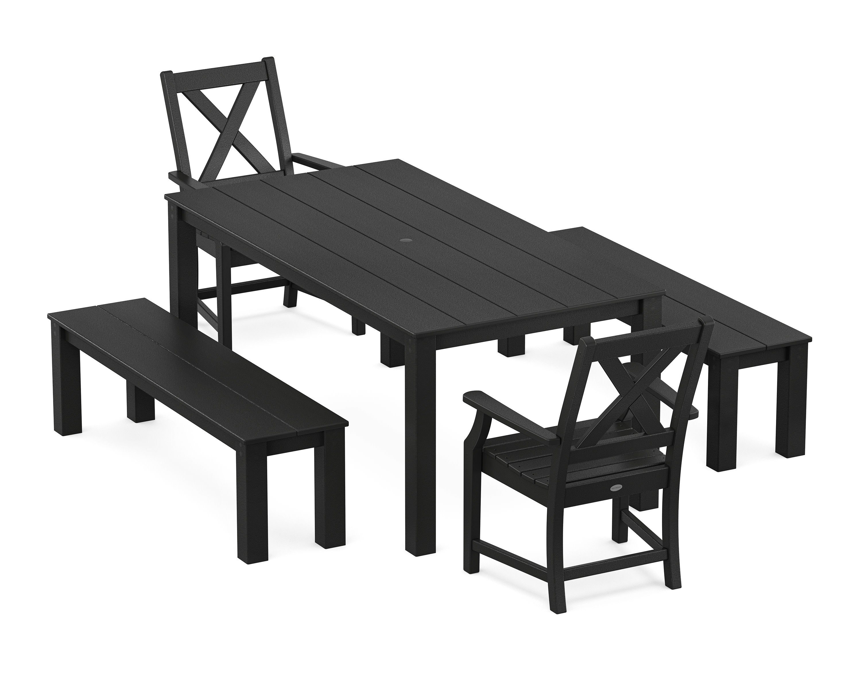 Braxton 5-Piece Parsons Dining Set with Benches in Black