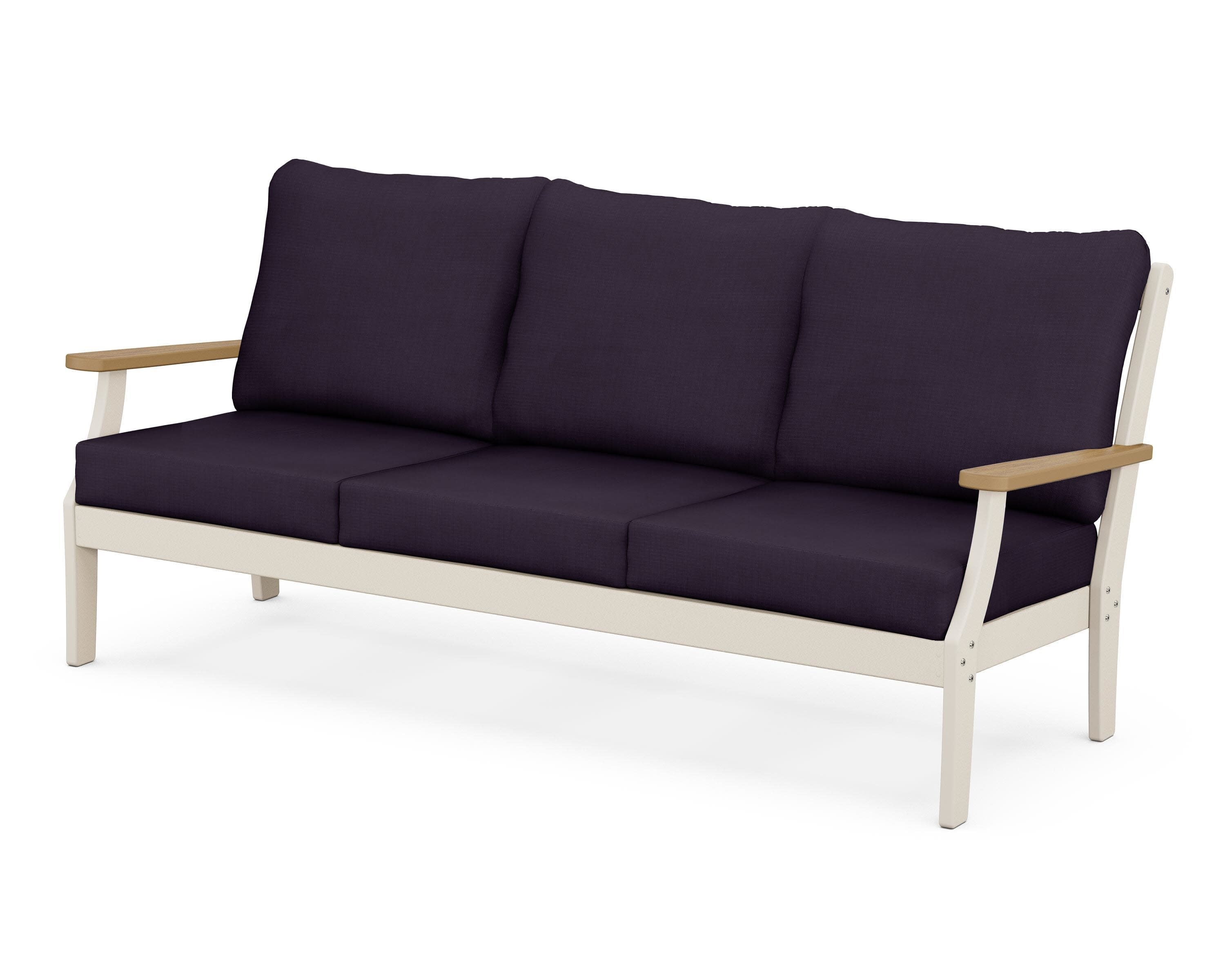 Braxton Deep Seating Sofa in Sand / Natural / Navy Linen