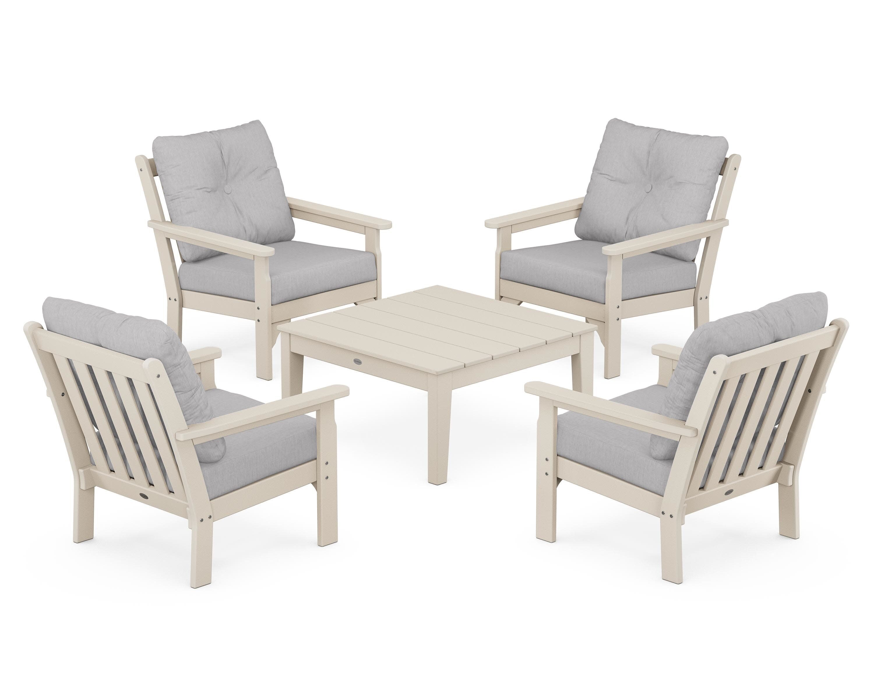 Vineyard 5-Piece Deep Seating Conversation Set in Sand / Granite
