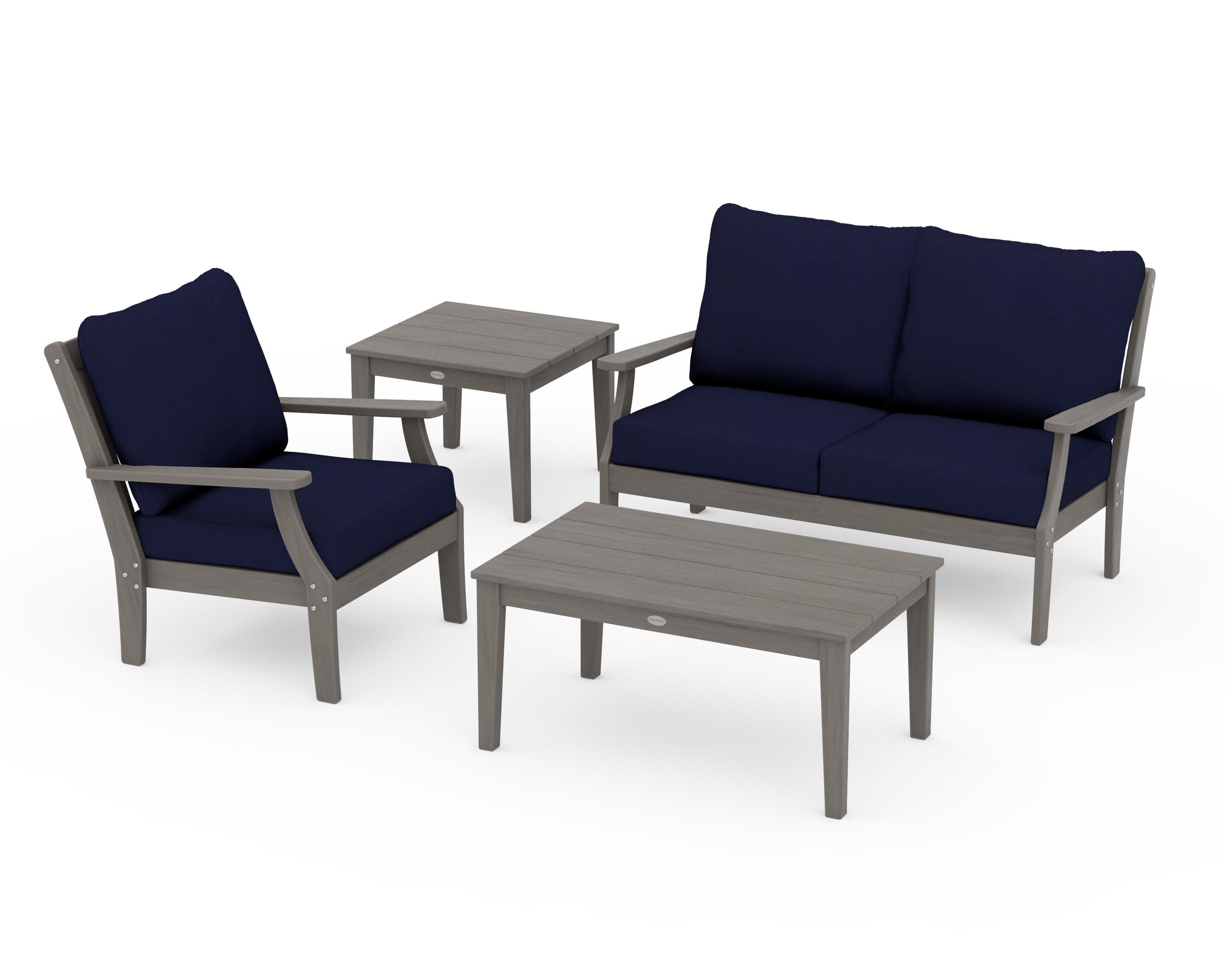 Braxton 4-Piece Deep Seating Set in Driftwood / Navy