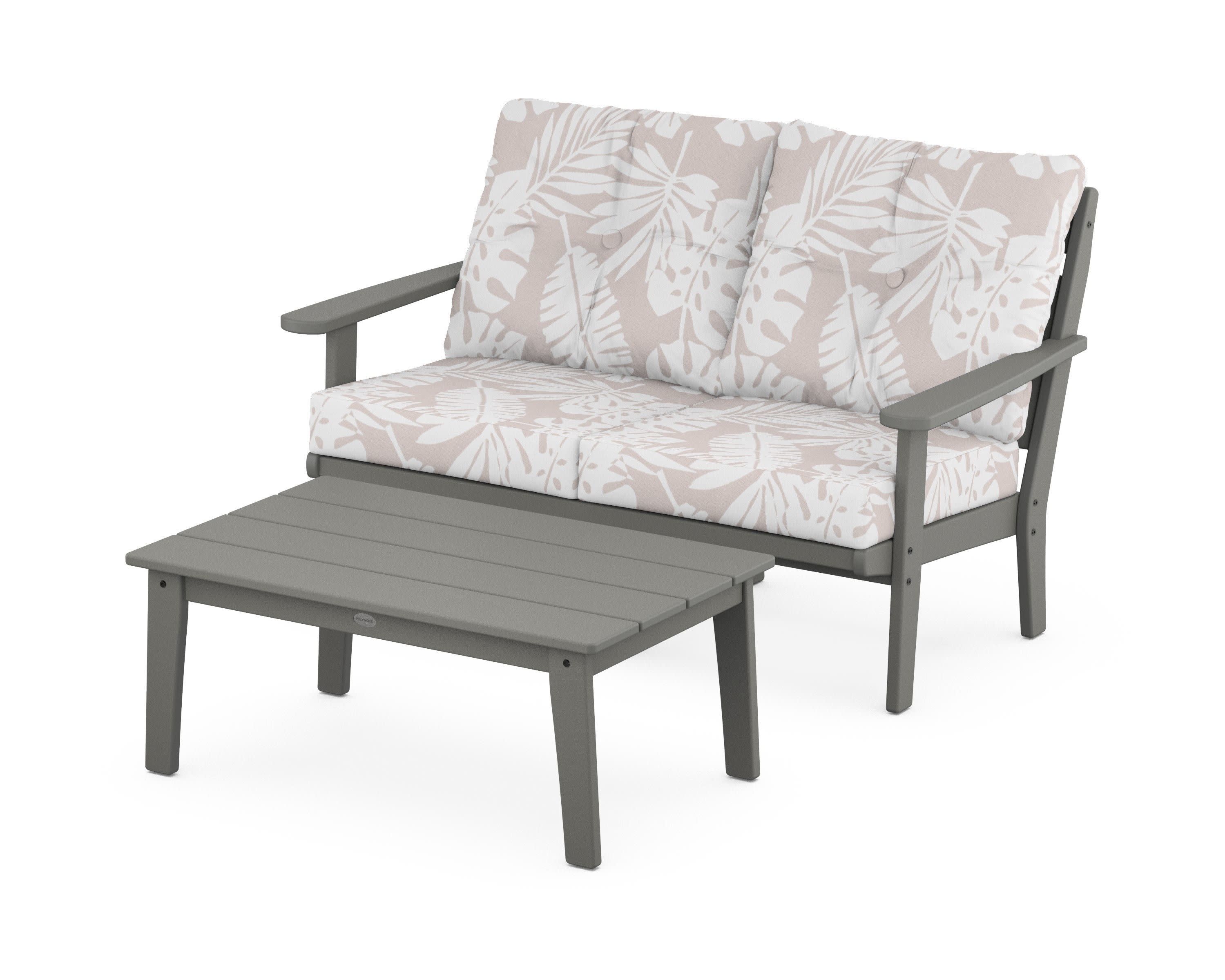 Lakeside 2-Piece Lounge Loveseat Set in Slate Grey / Leaf Dune Burlap