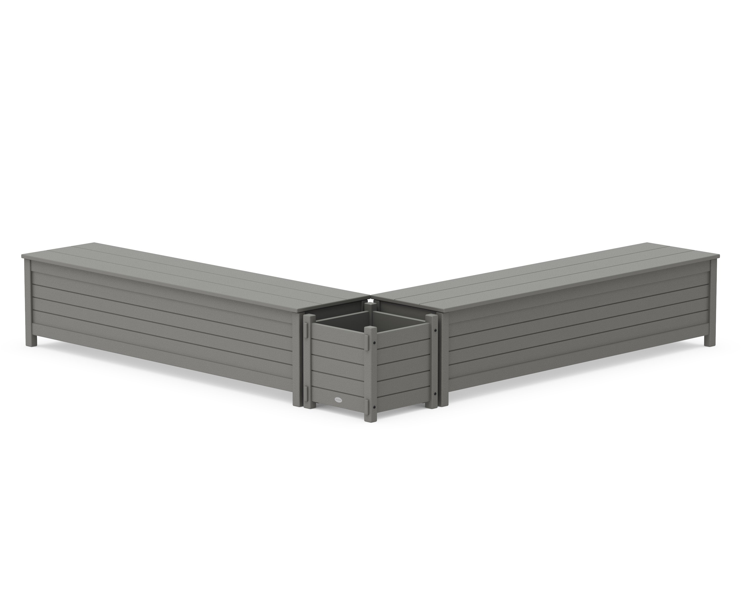 72" Nautical L- Shaped Planter Storage Bench Set