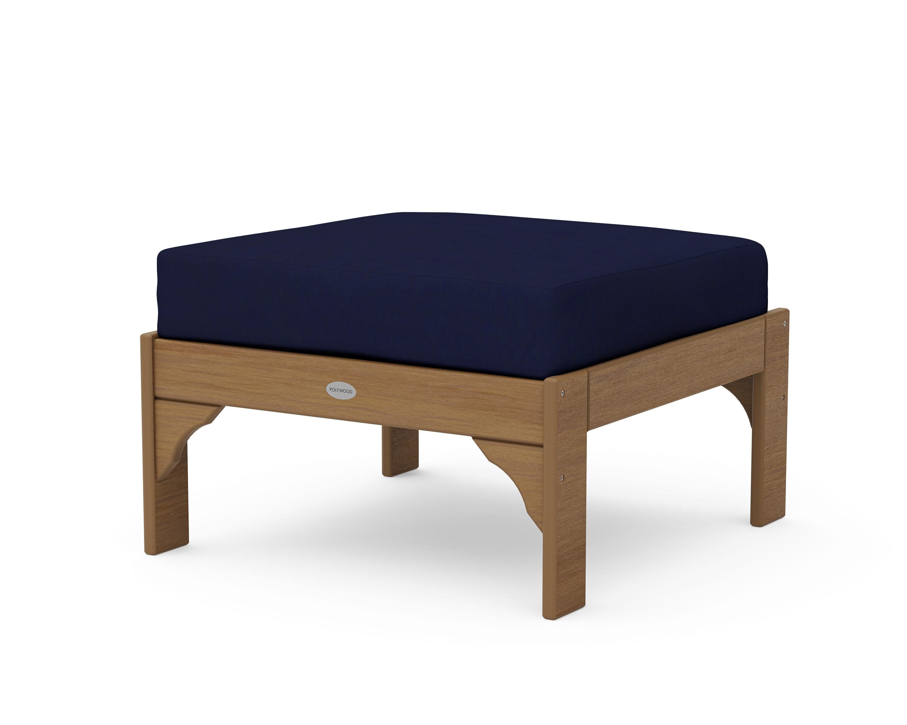 Vineyard Deep Seating Ottoman in Natural / Navy