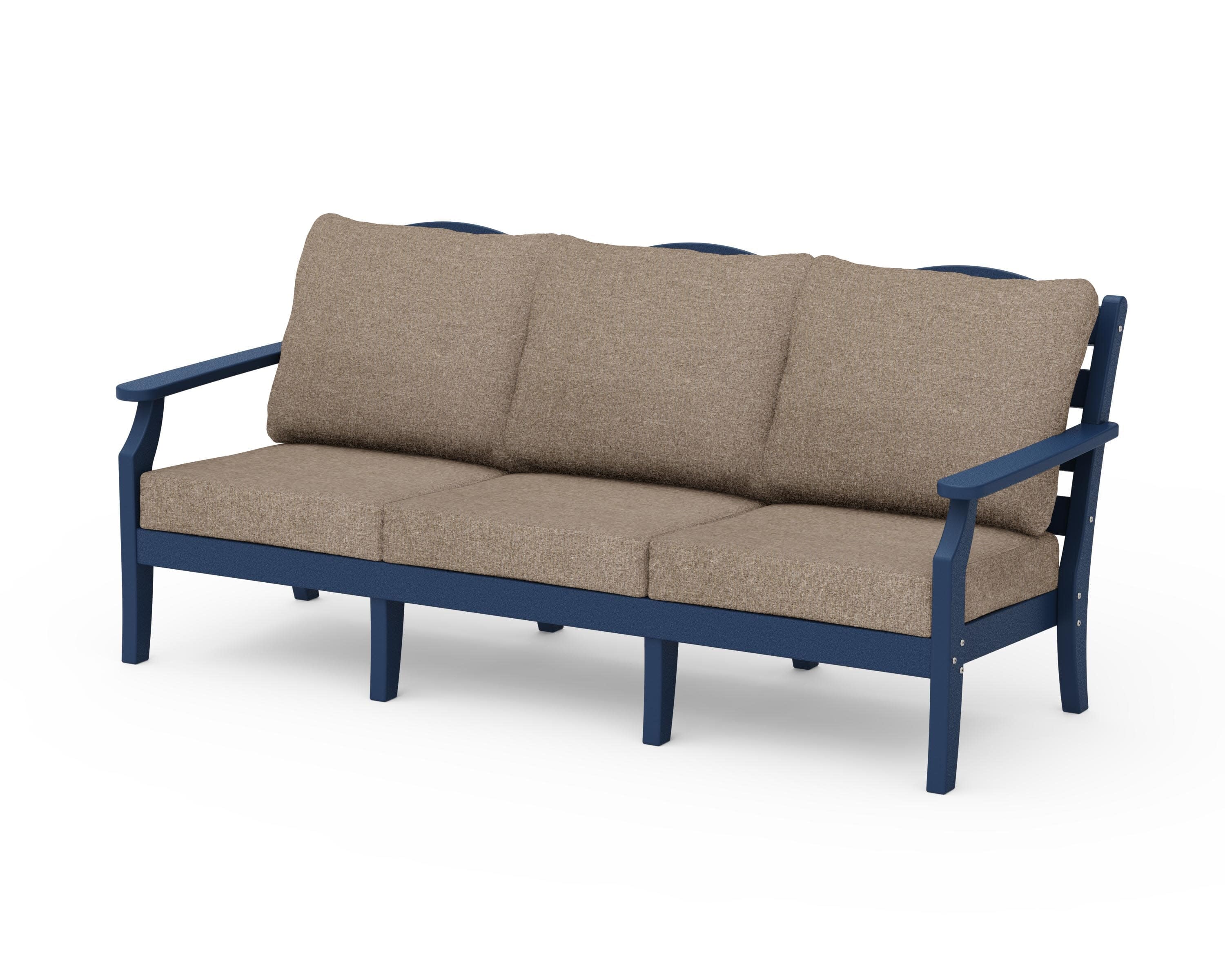 Savannah Deep Seating Sofa in Navy / Spiced Burlap