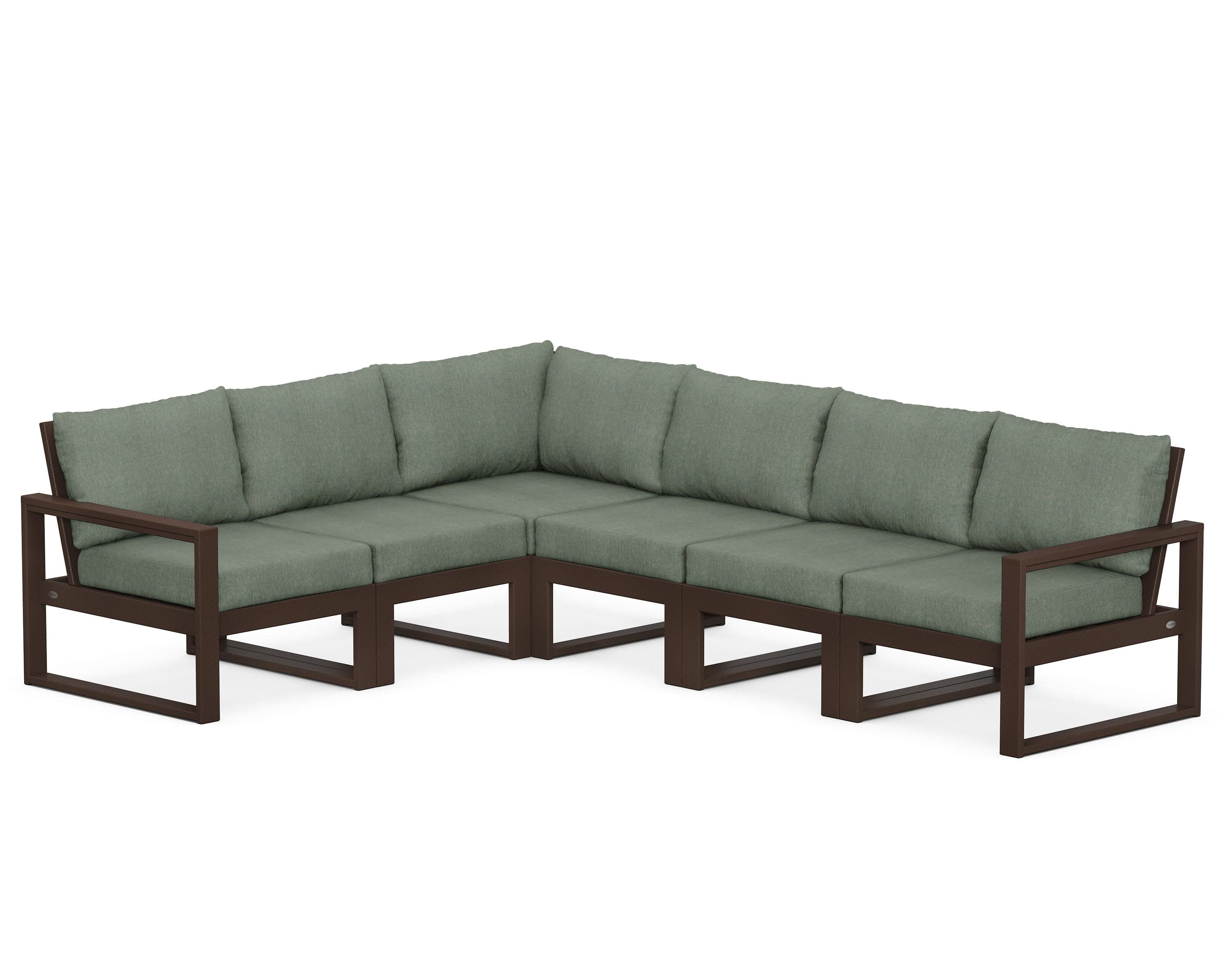 EDGE 6-Piece Modular Deep Seating Set in Mahogany / Cast Sage