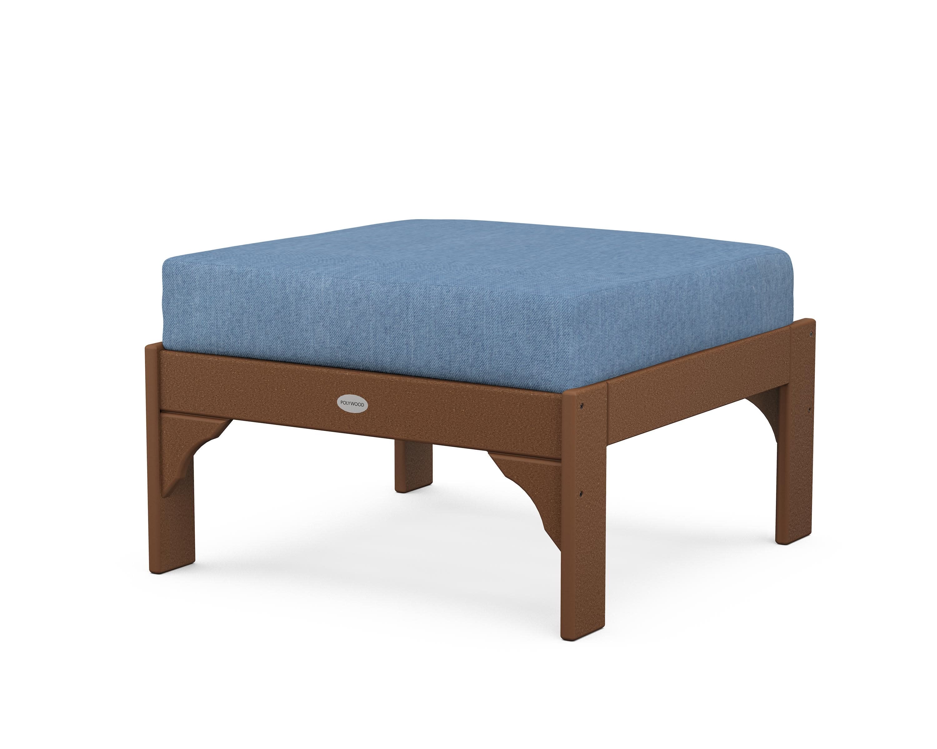 Vineyard Deep Seating Ottoman in Teak / Sky Blue