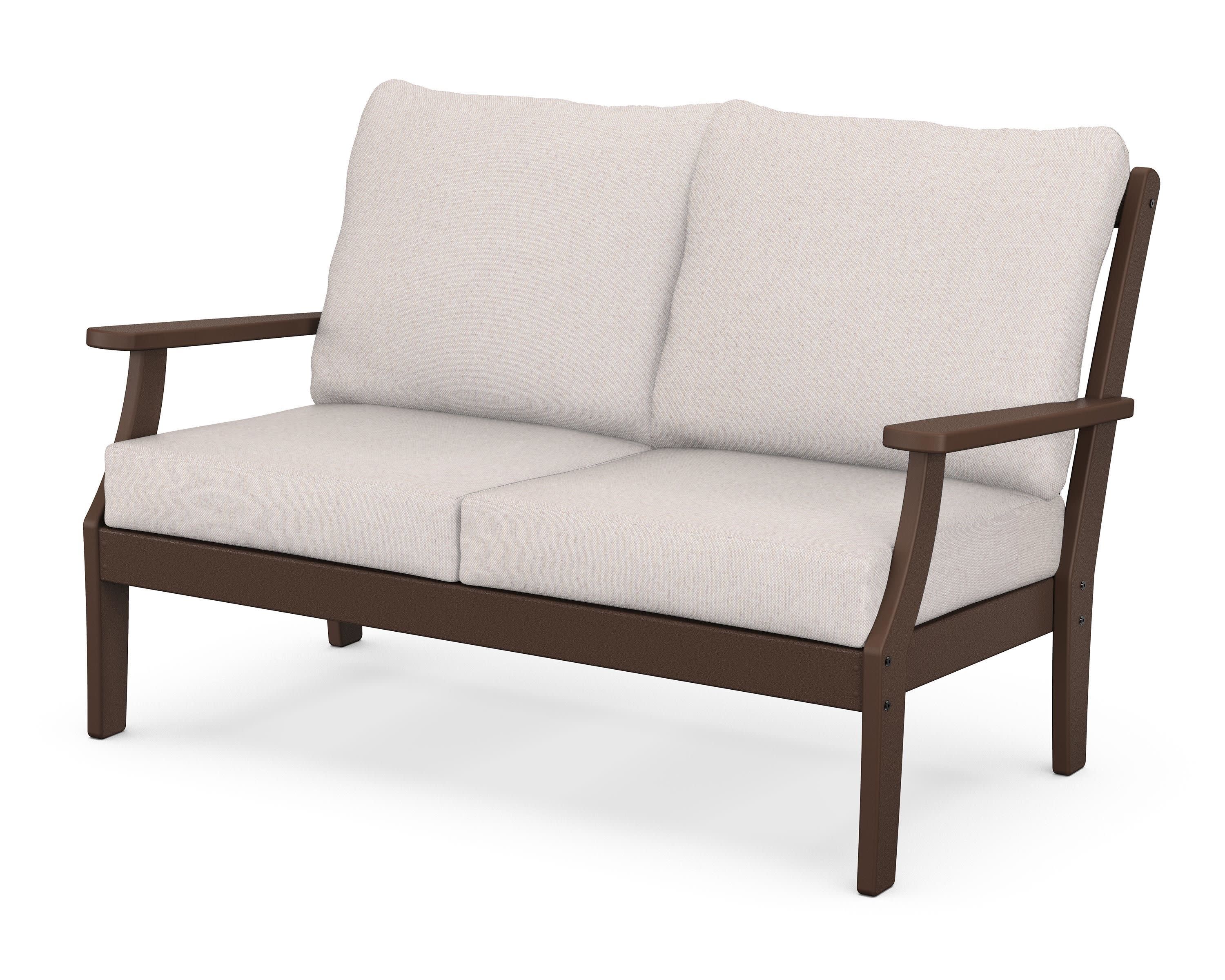 Braxton Deep Seating Loveseat in Mahogany / Dune Burlap