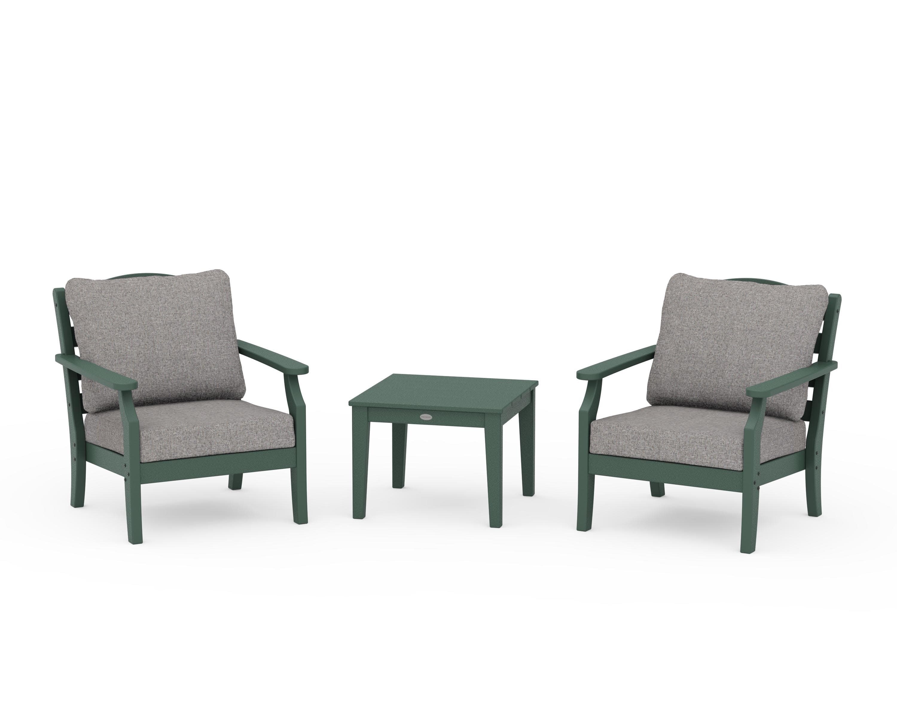 Savannah 3-Piece Deep Seating Set in Green / Grey Mist