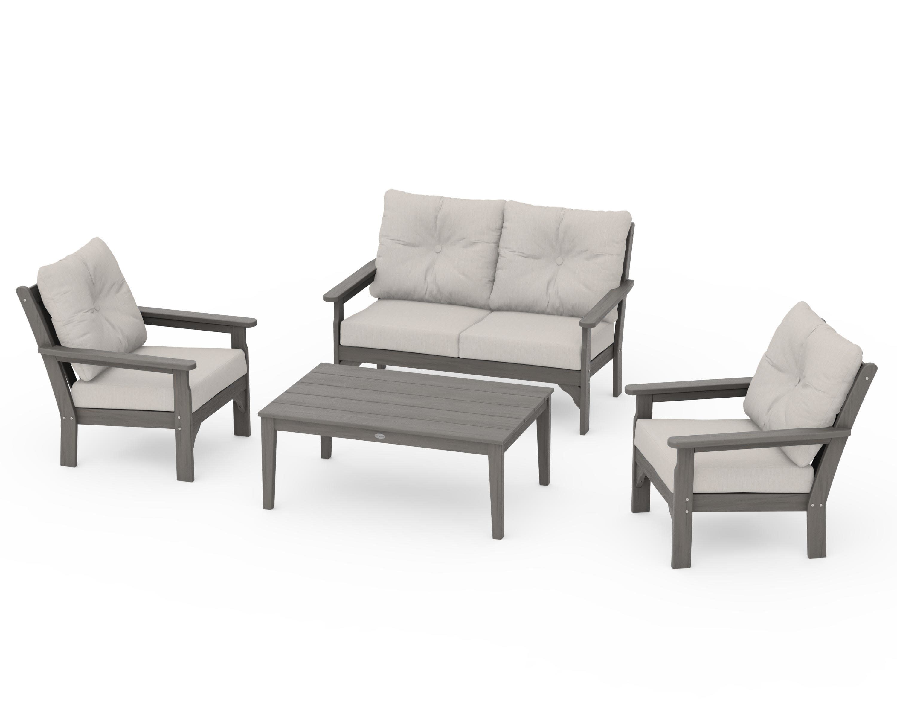 Vineyard 4-Piece Deep Seating Set in Driftwood / Cast Ash