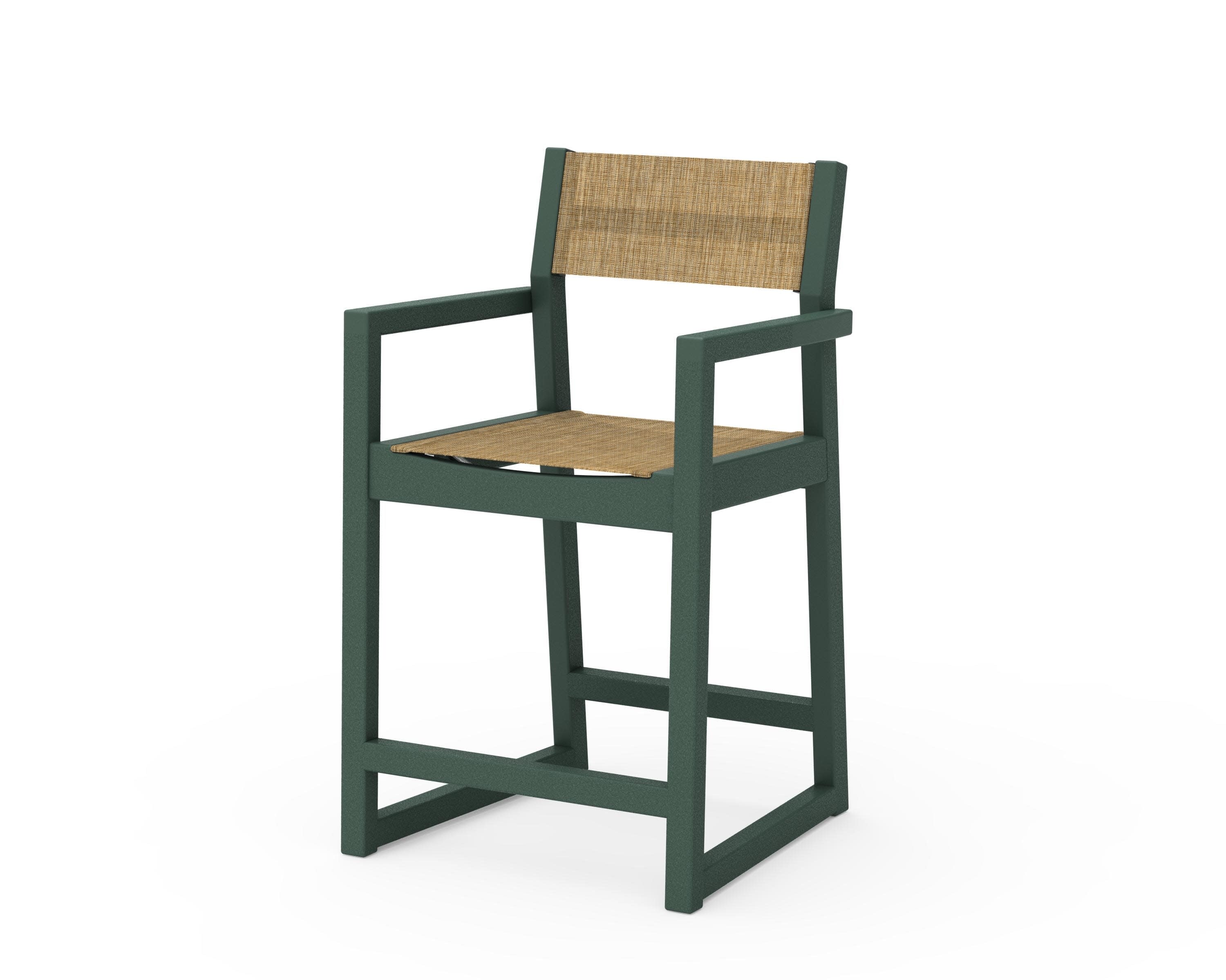 EDGE Sling Counter Arm Chair in Green / Burlap Sling