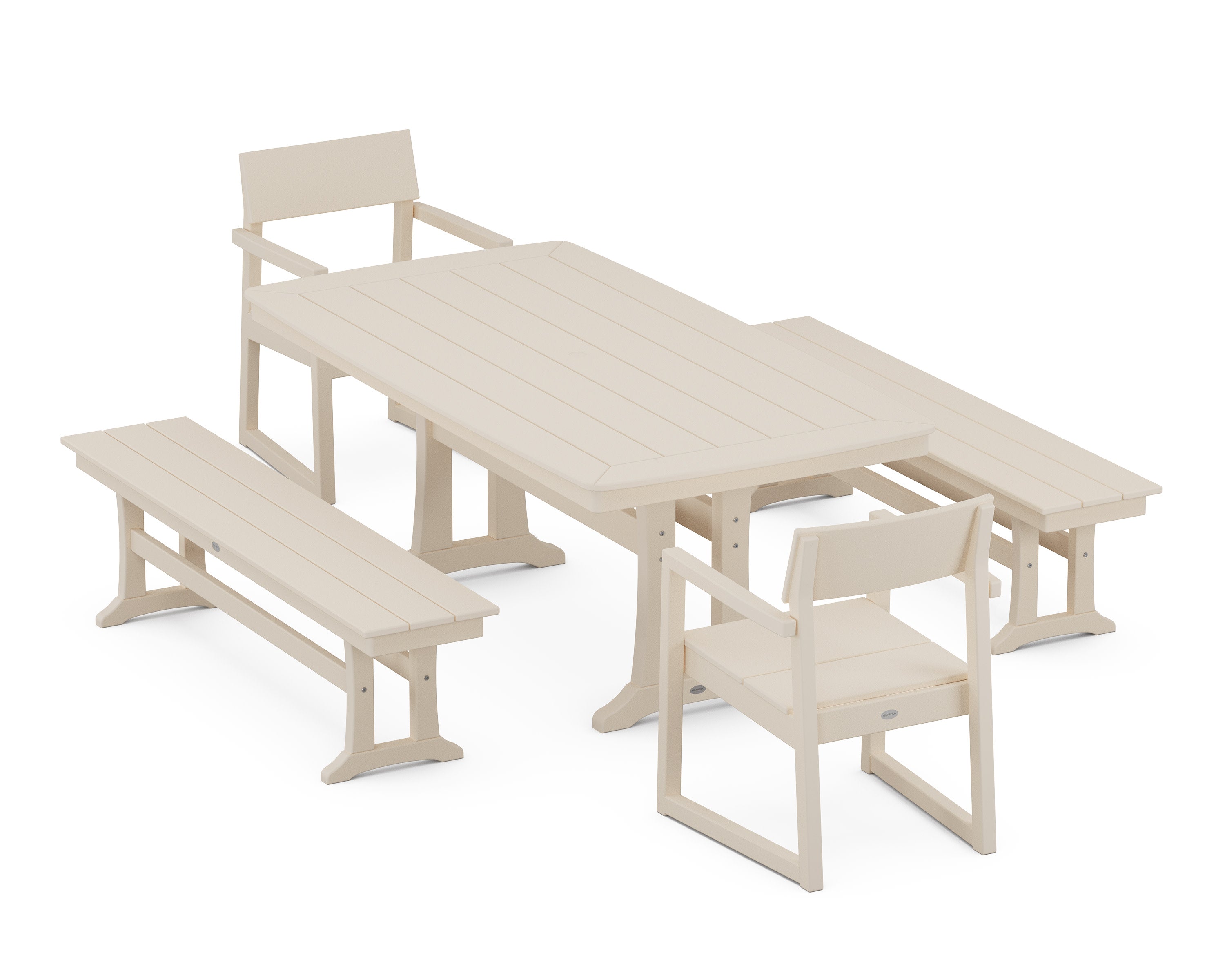 EDGE 5-Piece Dining Set with Trestle Legs in Sand