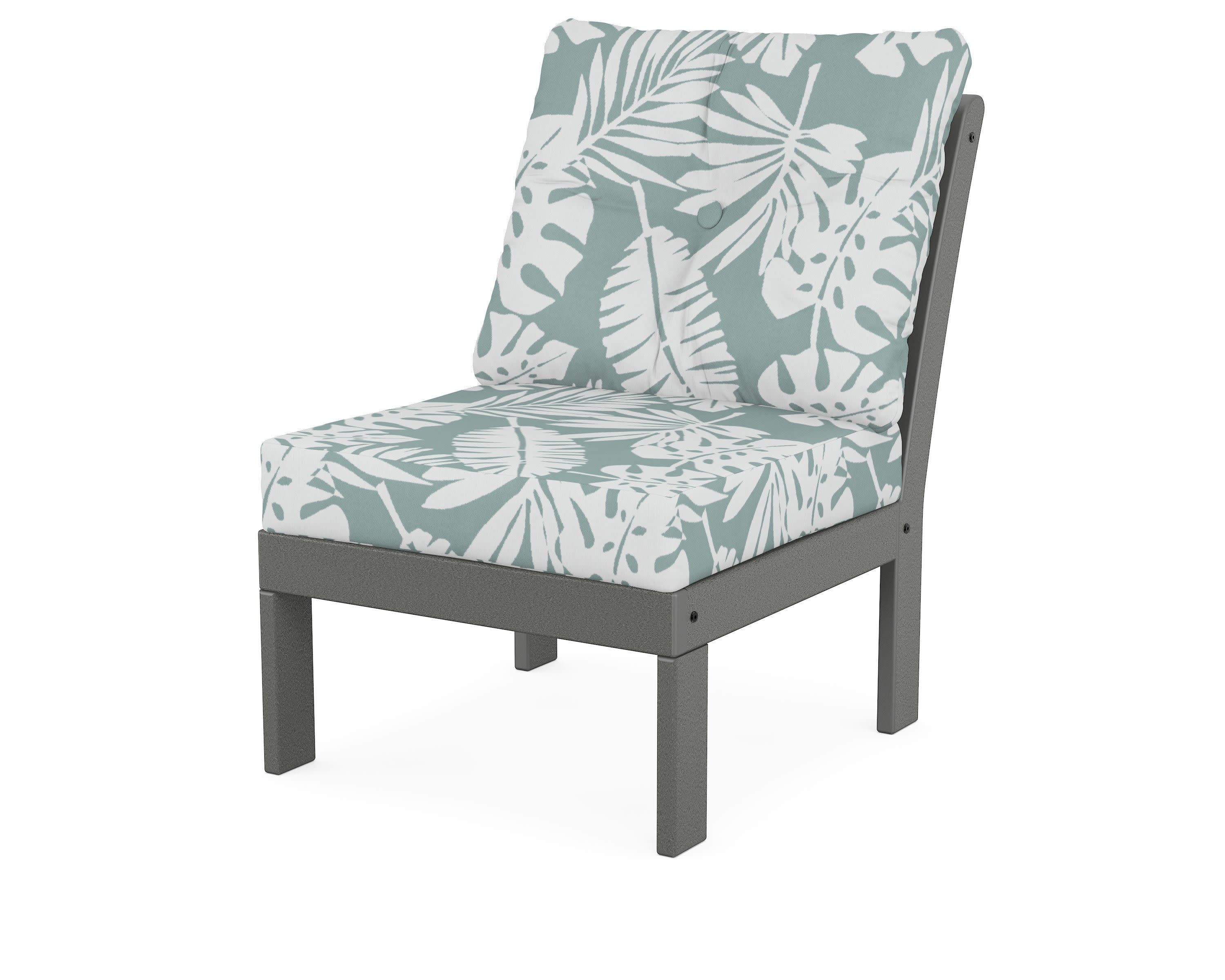 Vineyard Modular Armless Chair in Slate Grey / Leaf Glacier Spa