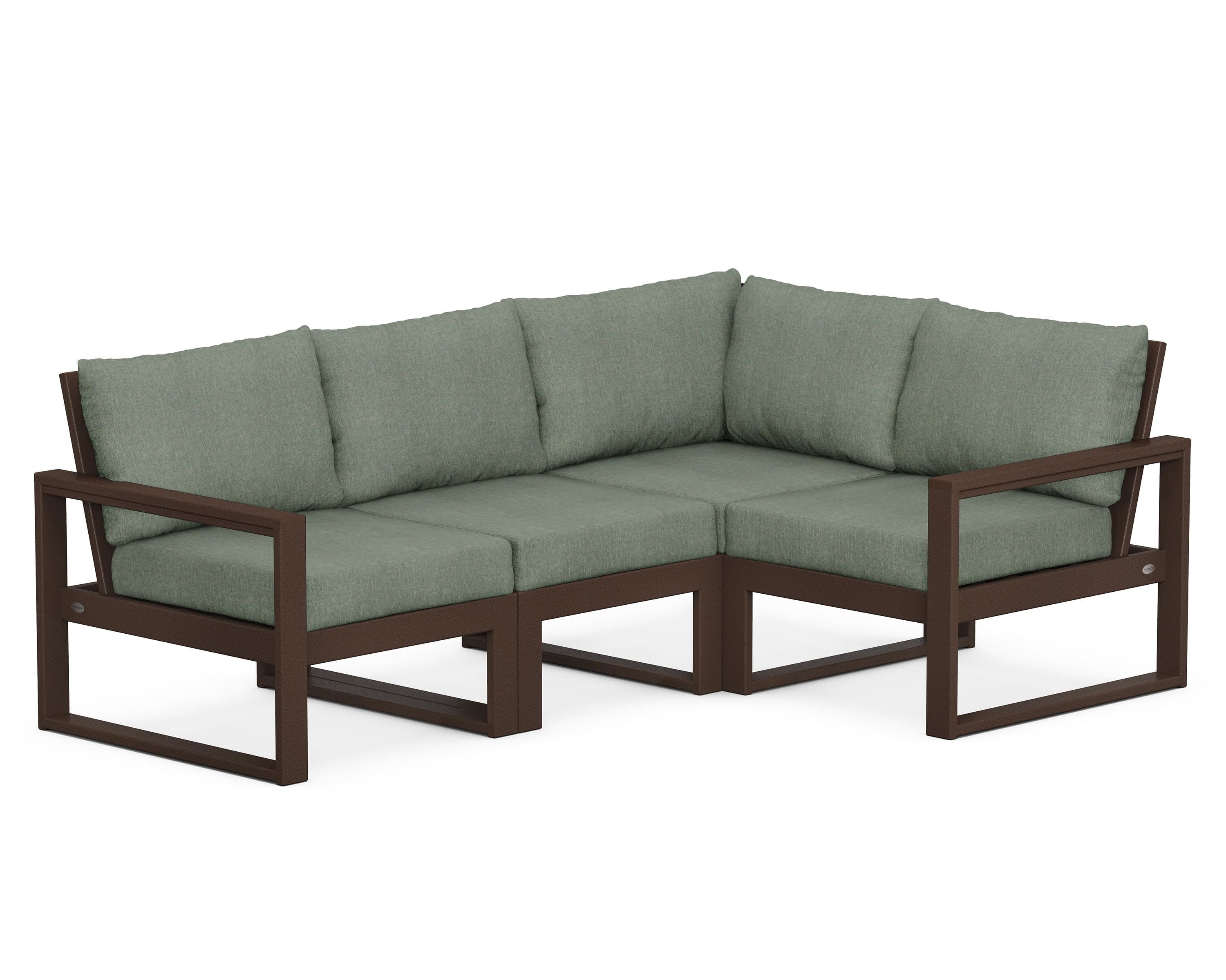 EDGE 4-Piece Modular Deep Seating Set in Mahogany / Cast Sage