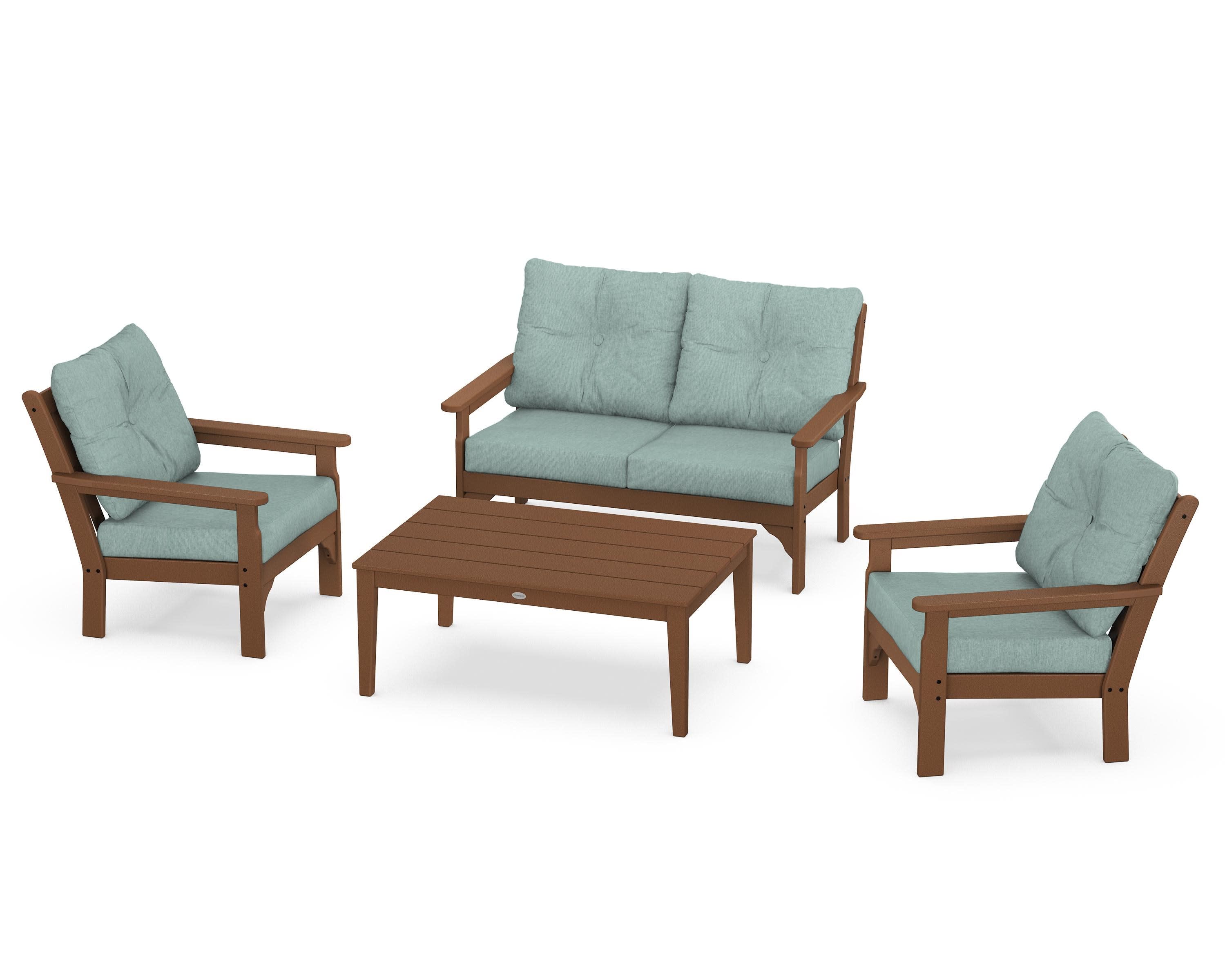 Vineyard 4-Piece Deep Seating Set in Teak / Glacier Spa