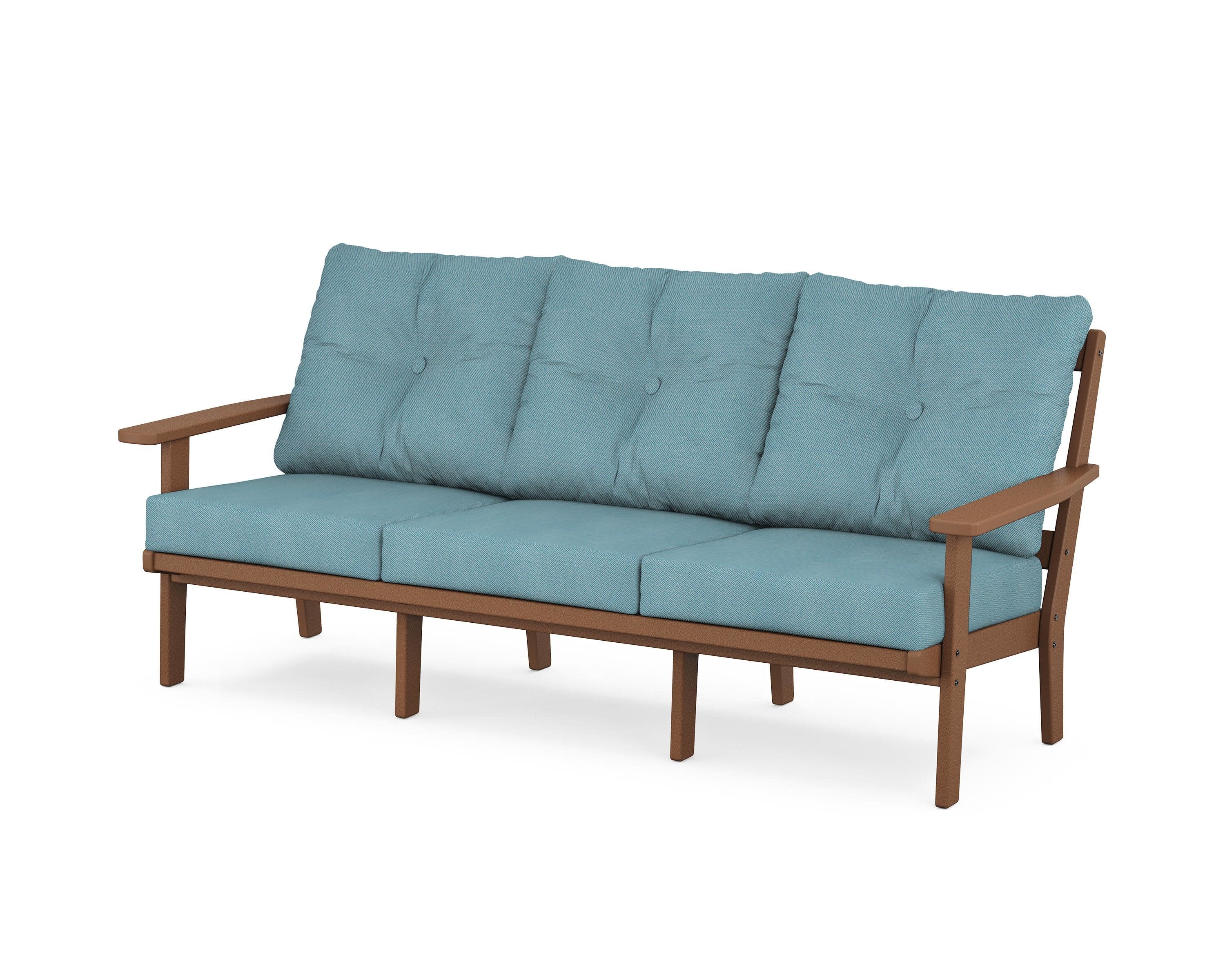 Oxford Deep Seating Sofa in Teak / Lattice Sky Blue