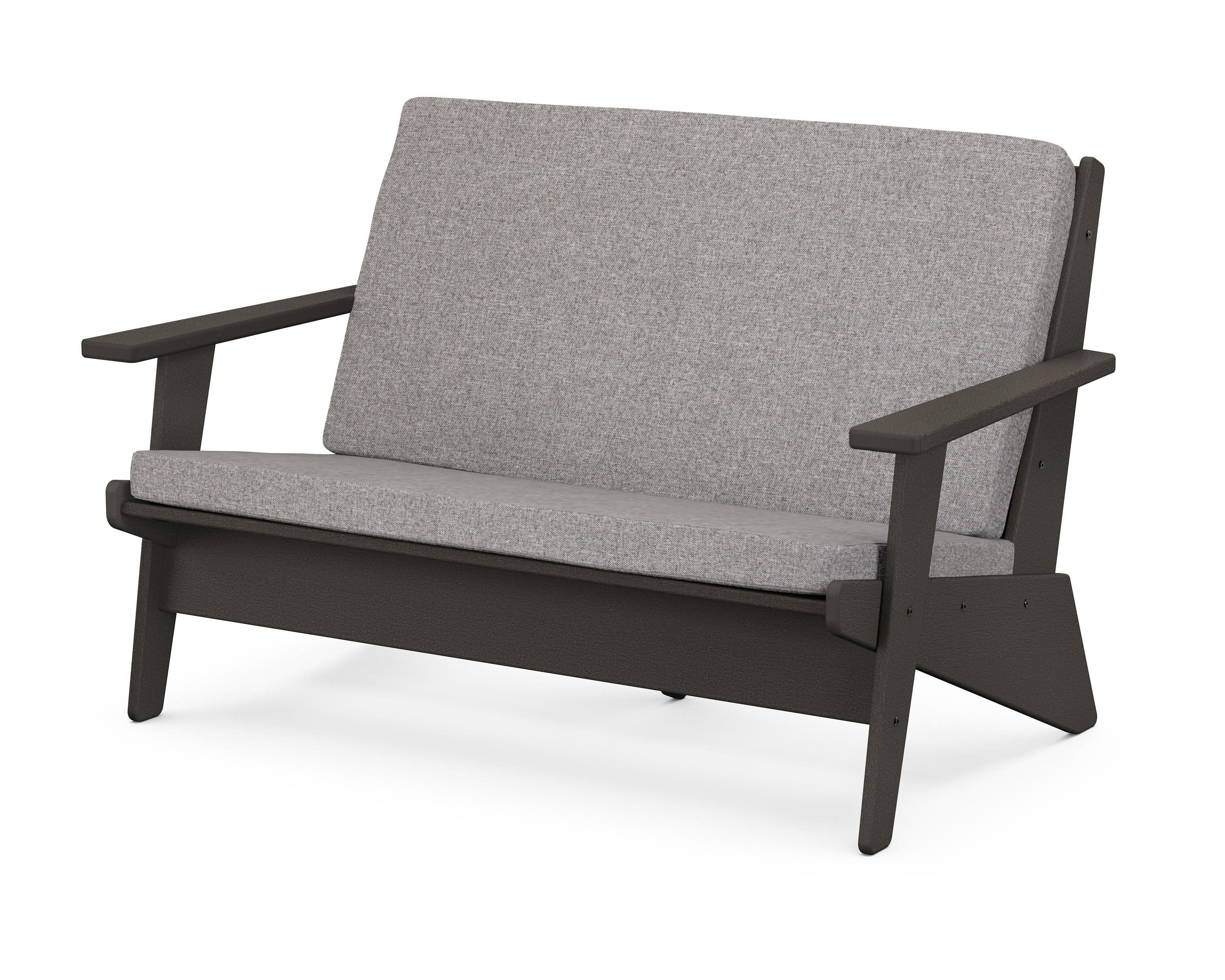 Riviera Modern Lounge Loveseat in Vintage Coffee / Grey Mist