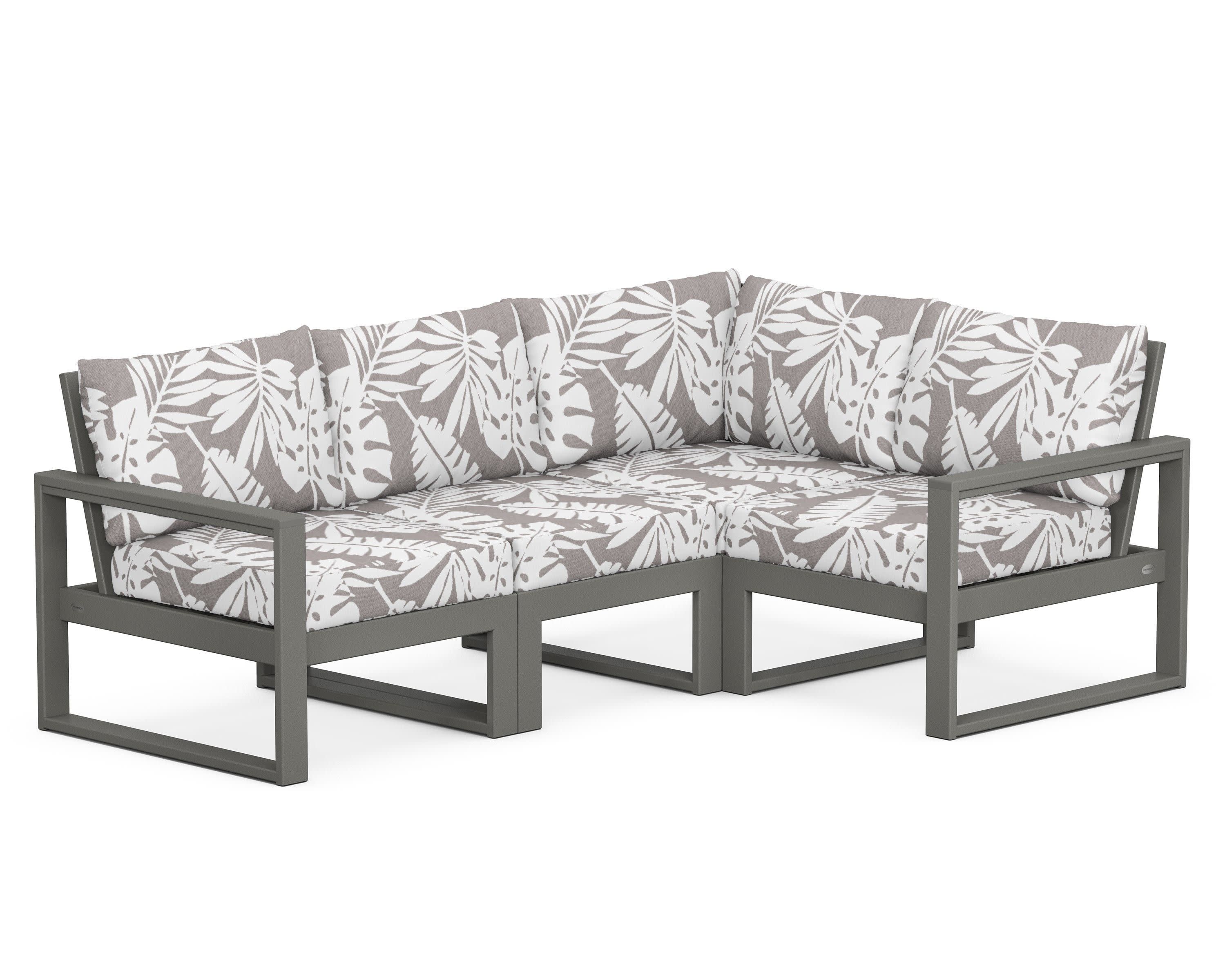 EDGE 4-Piece Modular Deep Seating Set in Slate Grey / Leaf Grey Mist