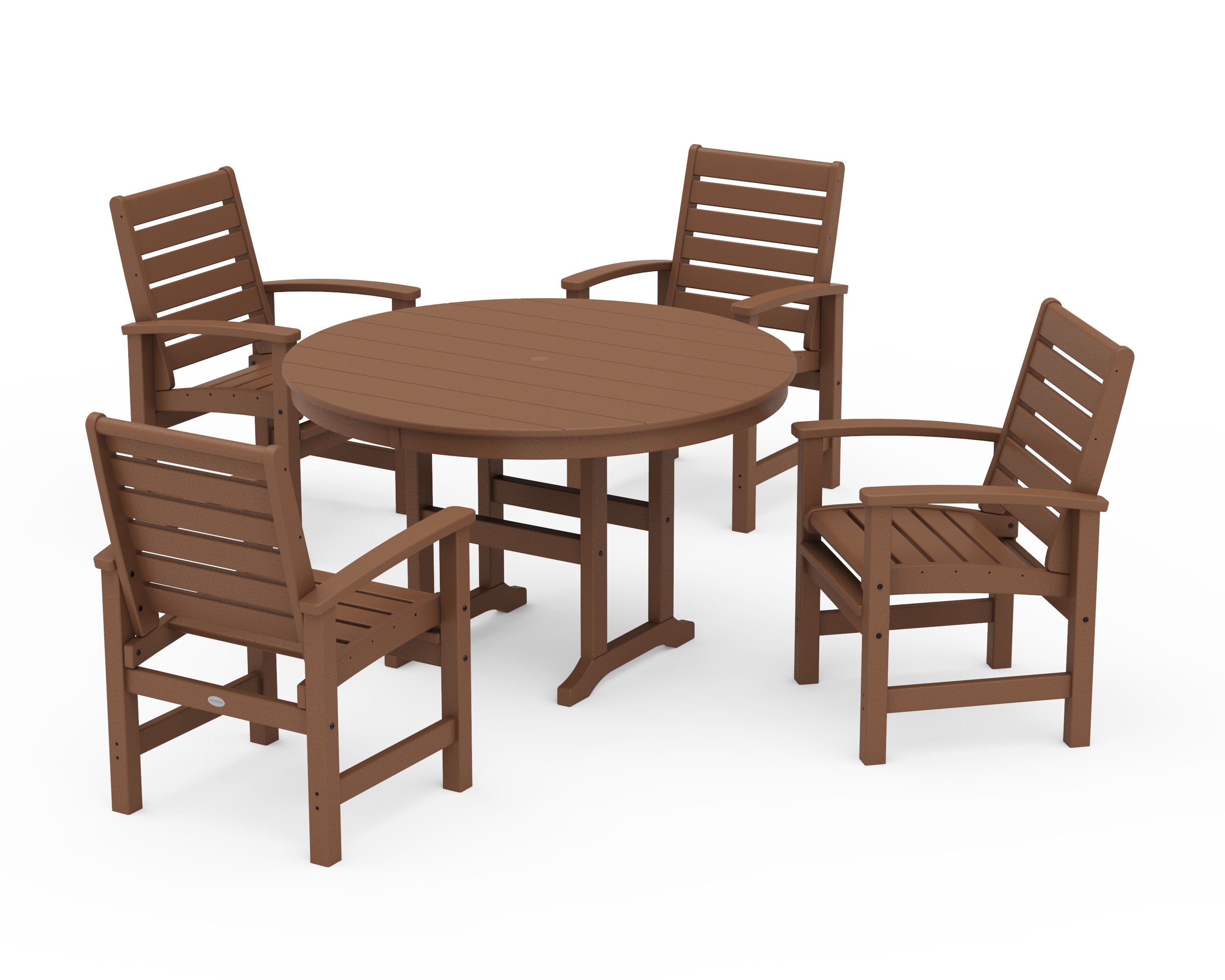 Signature 5-Piece Round Farmhouse Dining Set in Teak