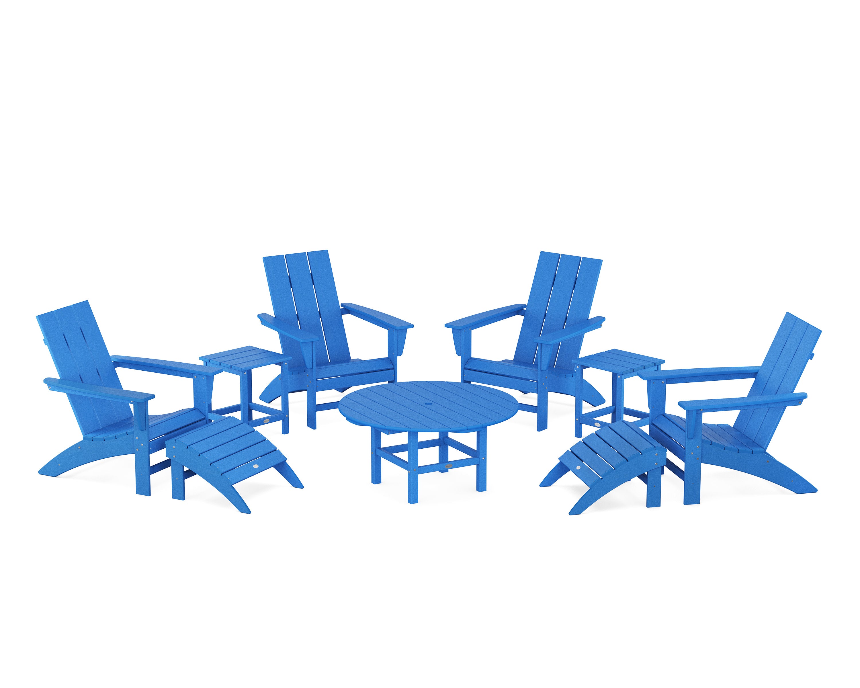 Modern Adirondack Chair 9-Piece Conversation Set in Pacific Blue