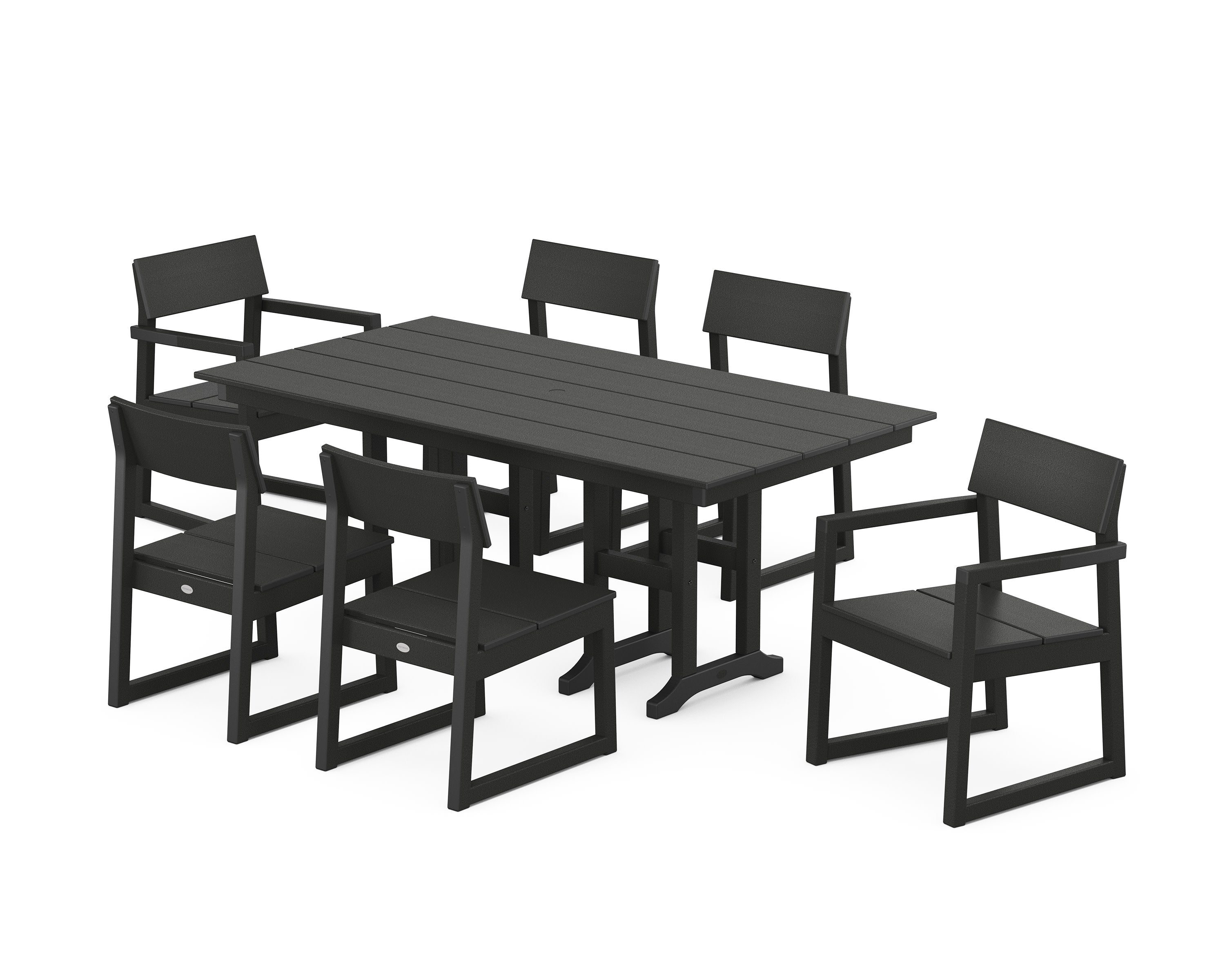 EDGE 7-Piece Farmhouse Dining Set in Black