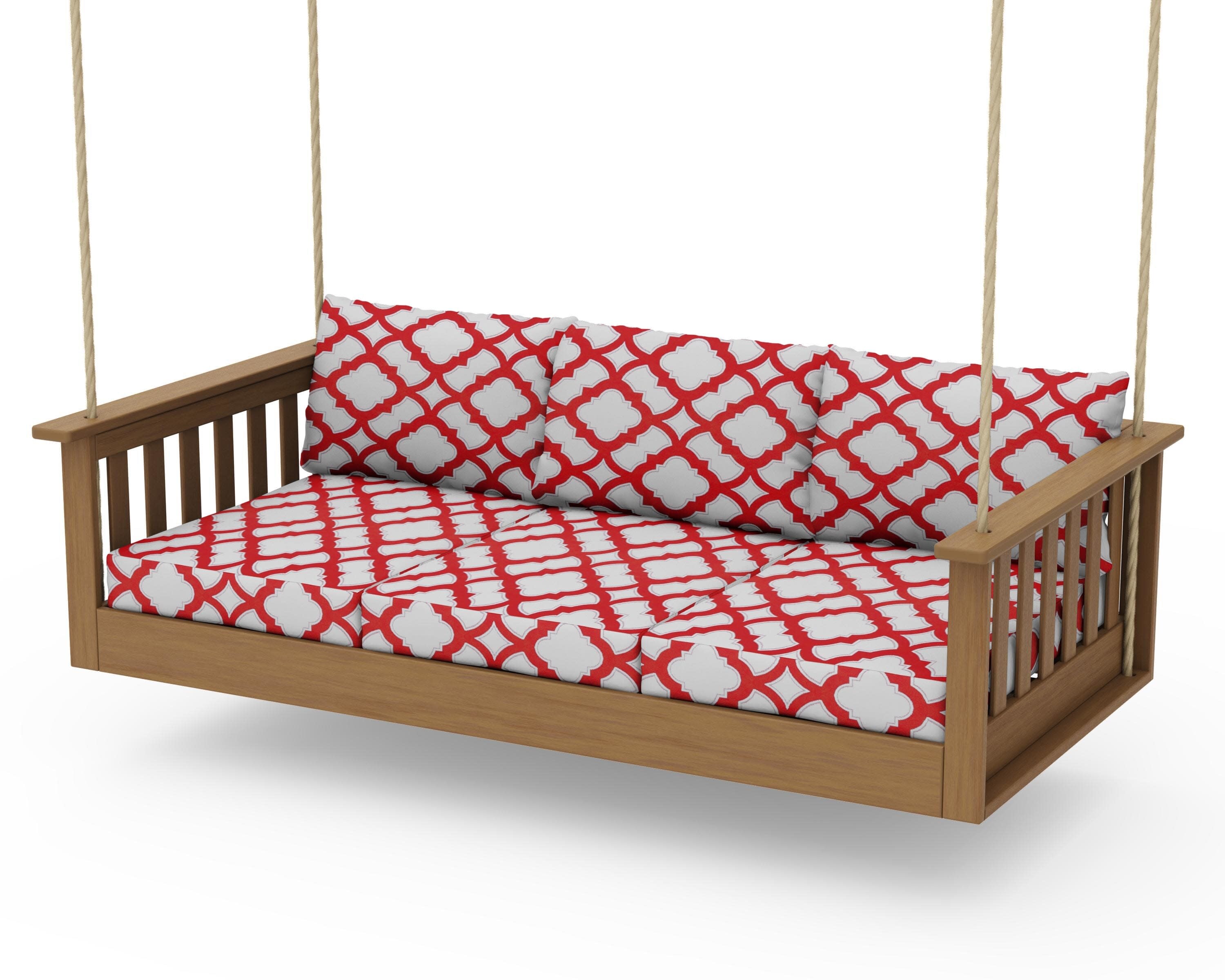 Vineyard Daybed Swing in Natural / Trellis Crimson
