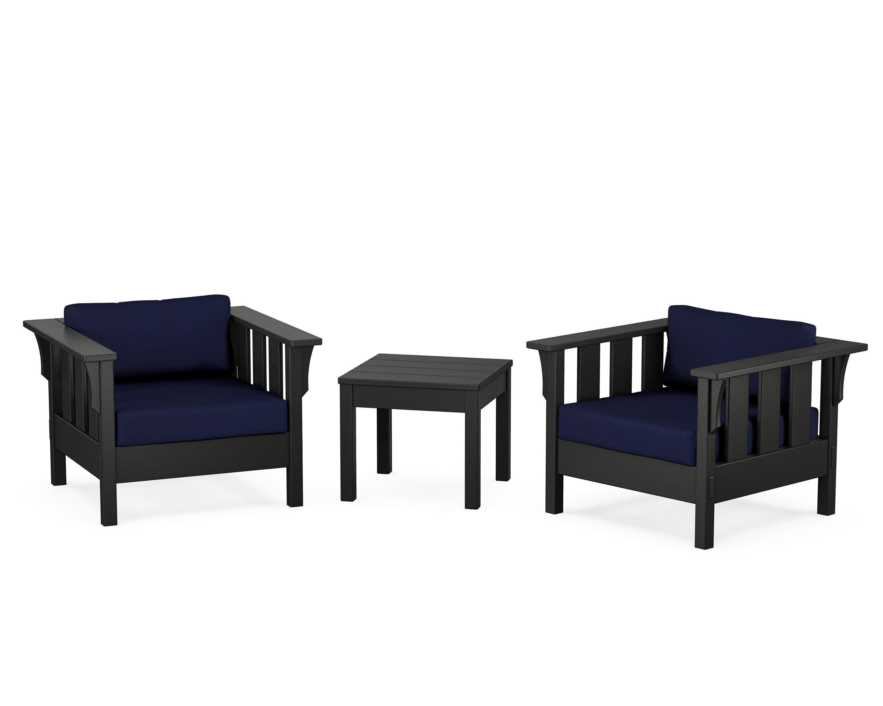 Acadia 3-Piece Deep Seating Set in Black / Navy