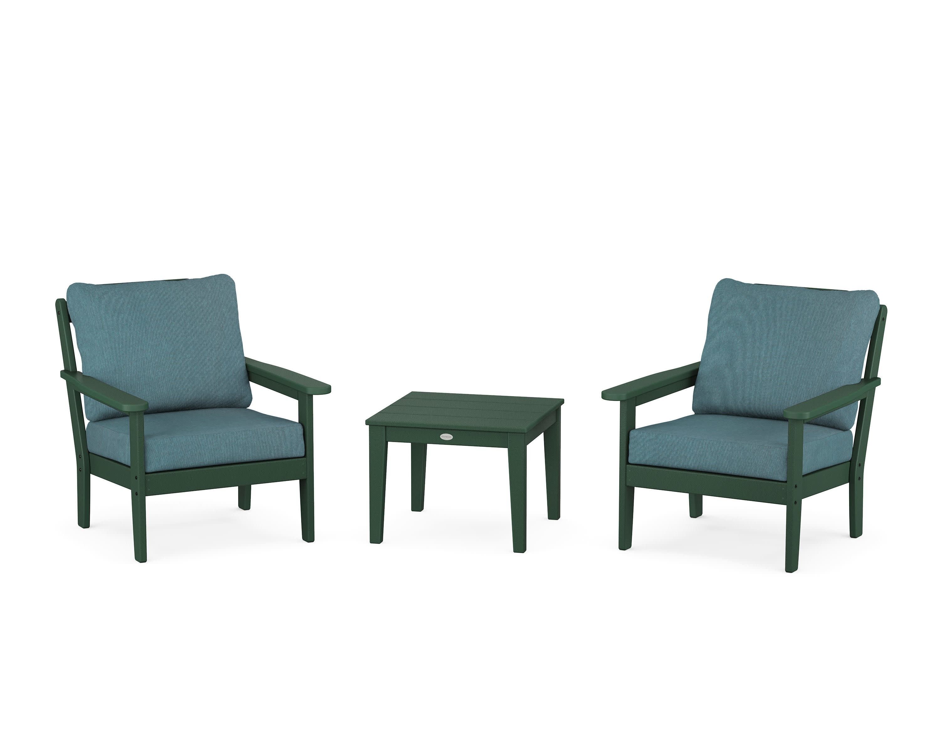 Cottage 3-Piece Deep Seating Set in Green / Ocean Teal