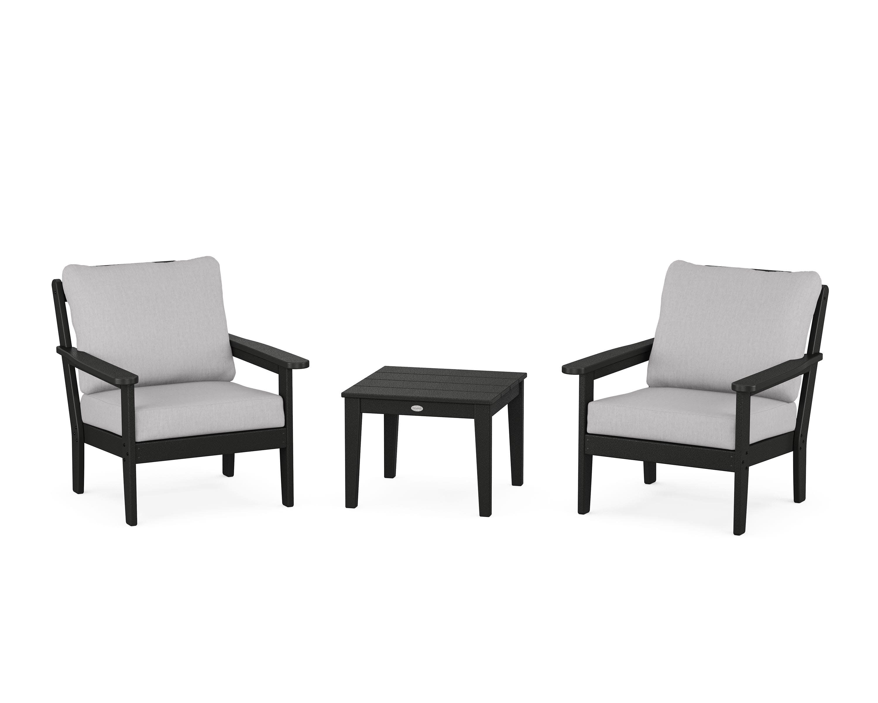 Cottage 3-Piece Deep Seating Set in Black / Granite
