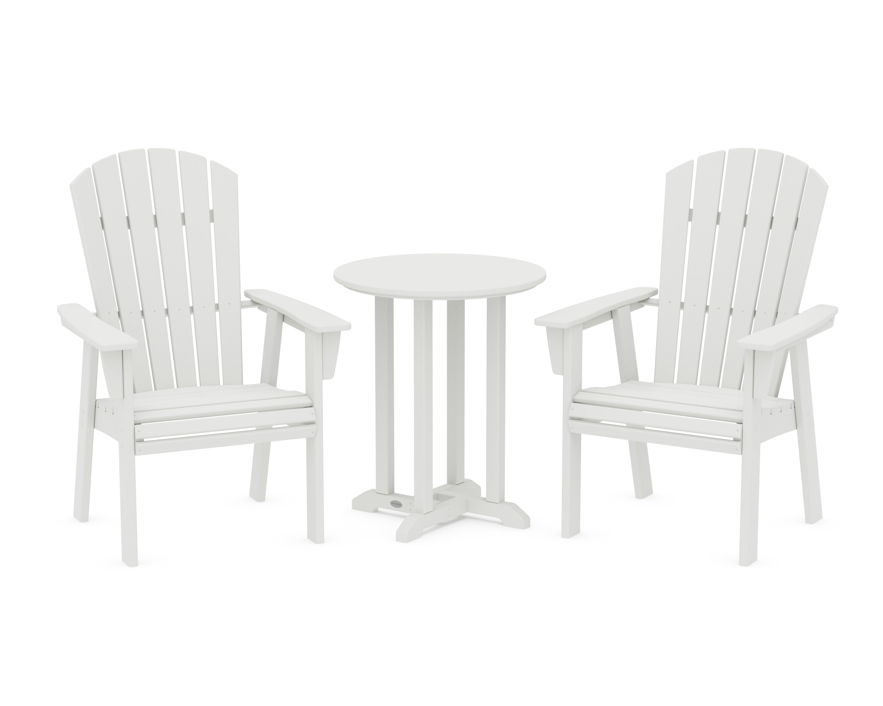 Nautical Adirondack 3-Piece Round Bistro Dining Set in Vintage White