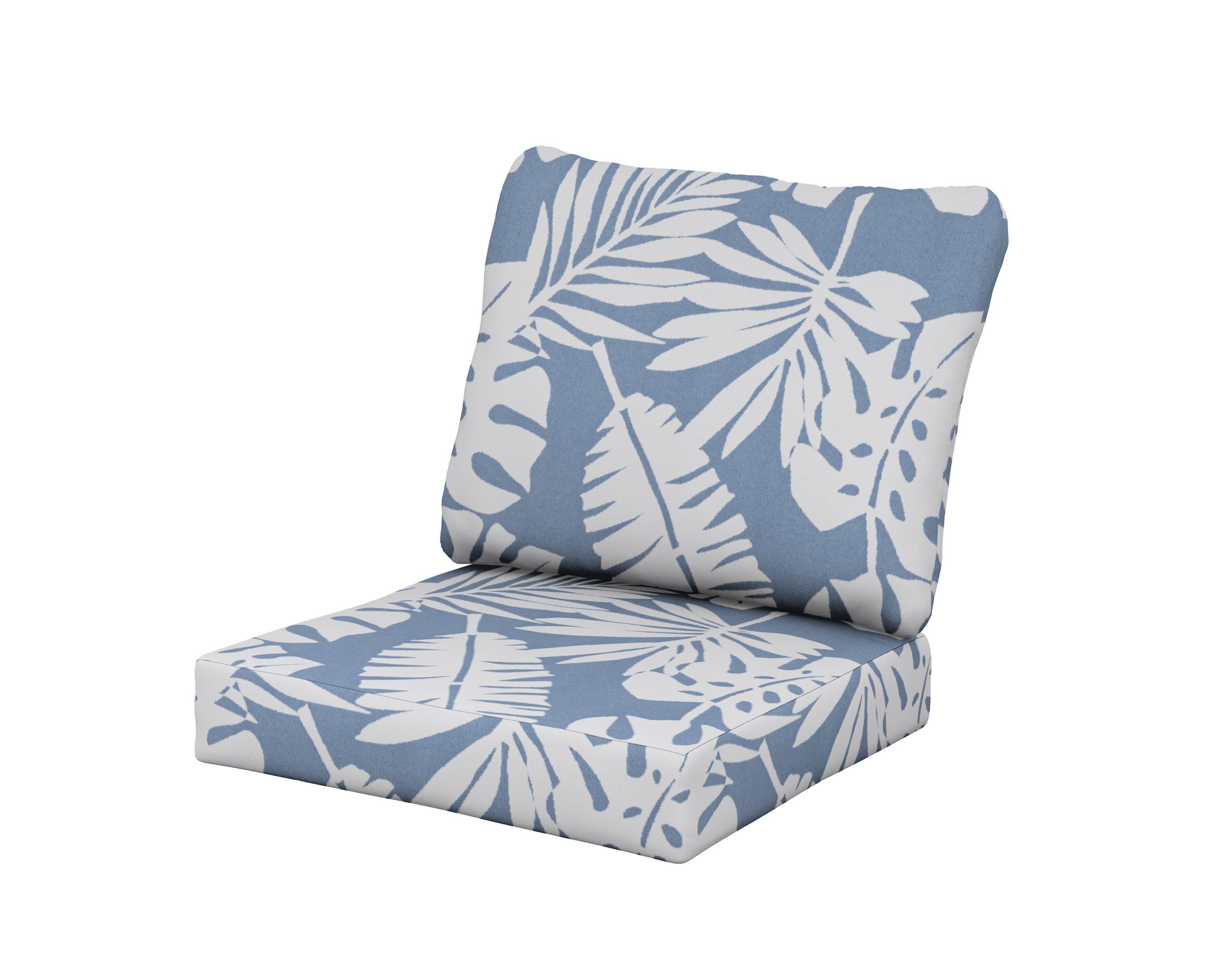 Baffle Seat/Back Cushion in Leaf Sky Blue