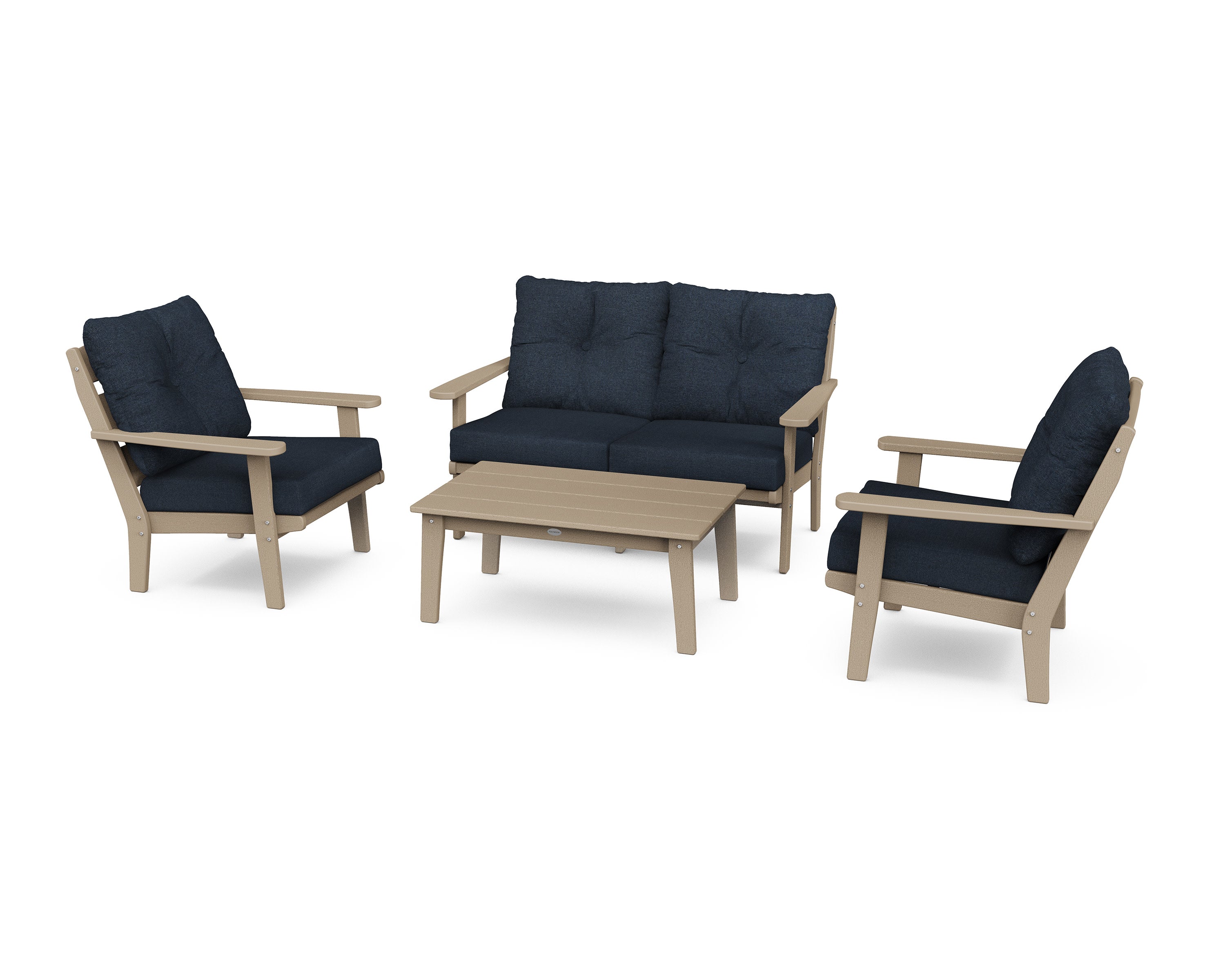 Lakeside 4-Piece Deep Seating Set in Vintage Sahara / Marine Indigo