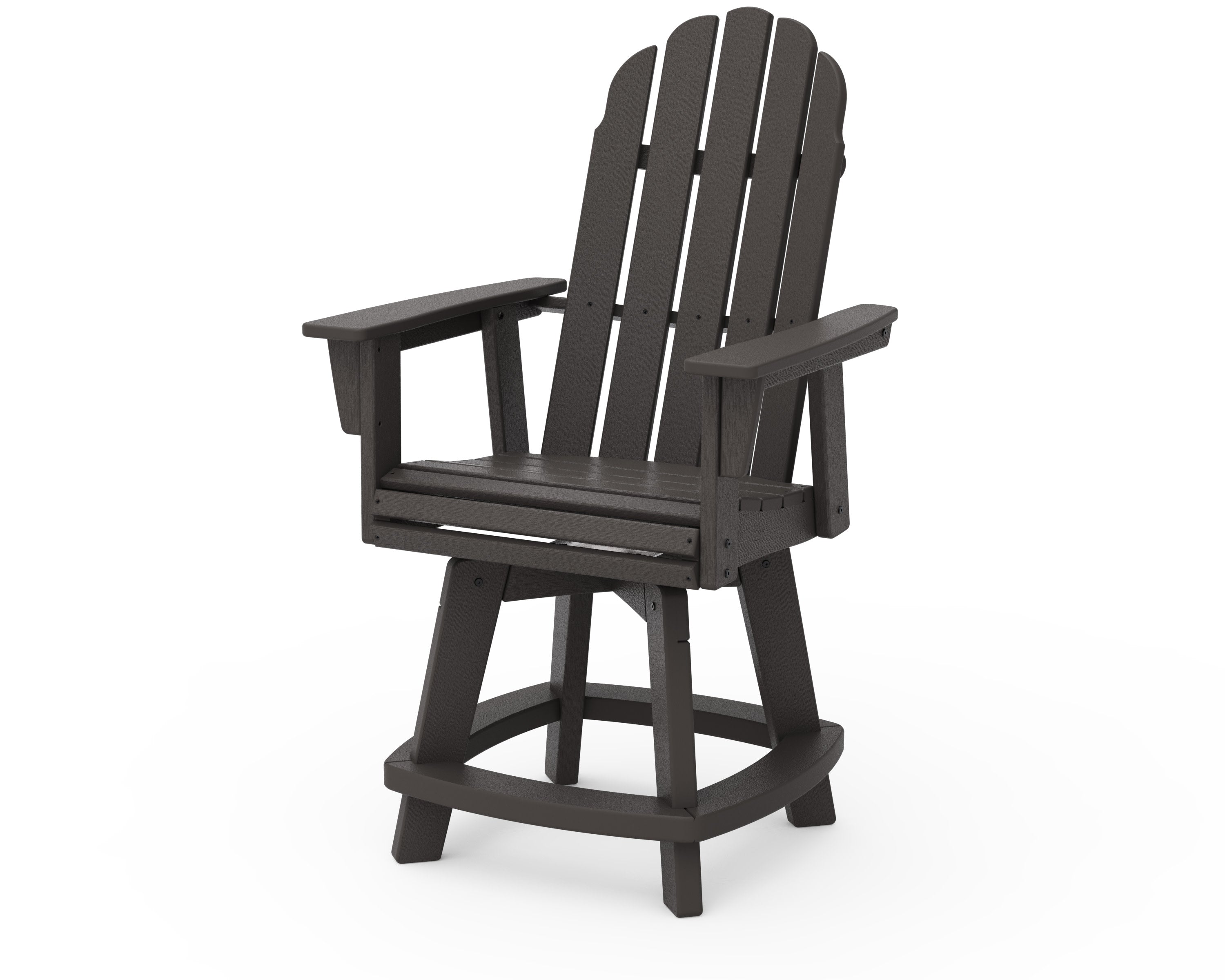 Vineyard Curveback Adirondack Swivel Counter Chair in Vintage Coffee