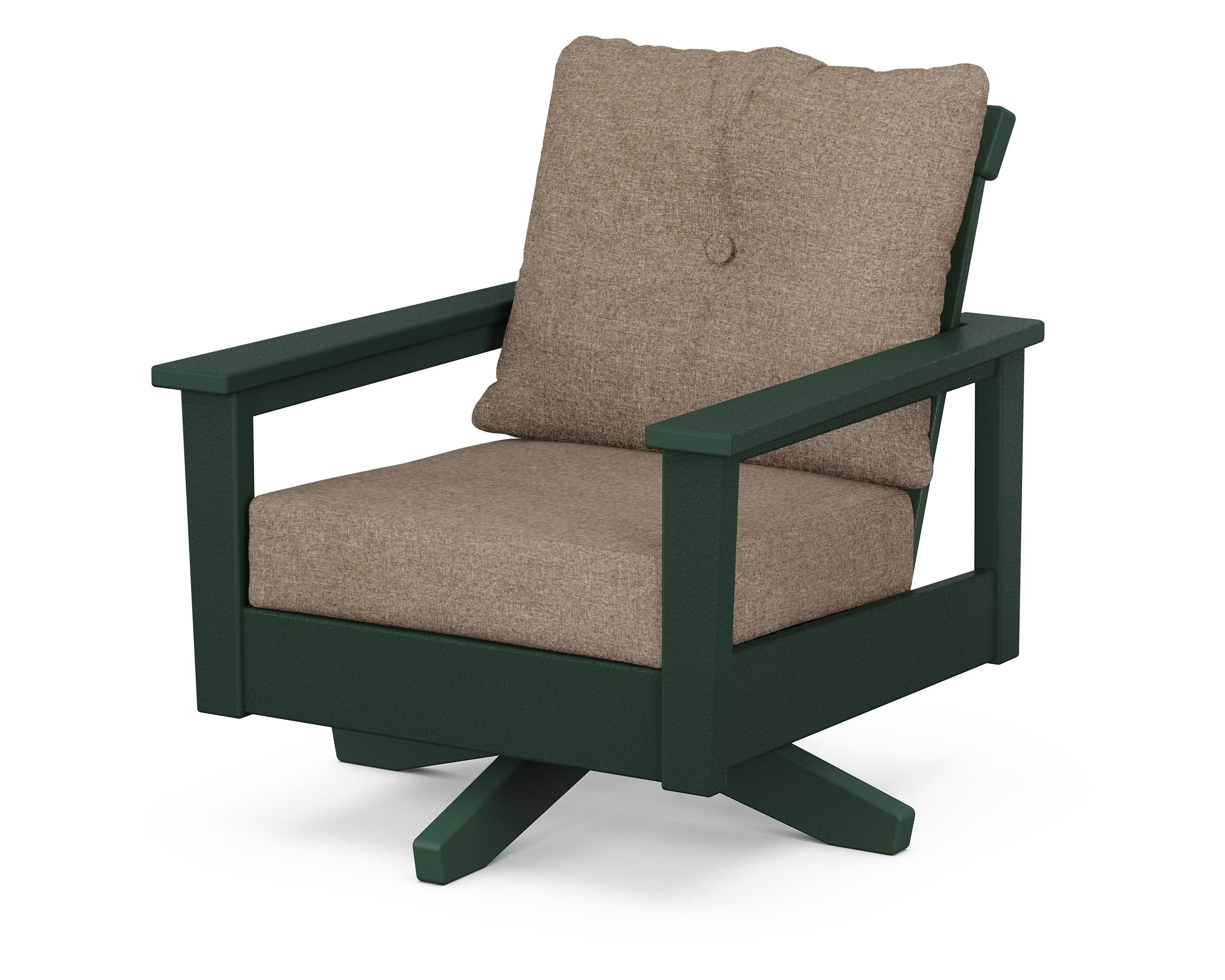 Prescott Deep Seating Swivel Chair in Green / Spiced Burlap