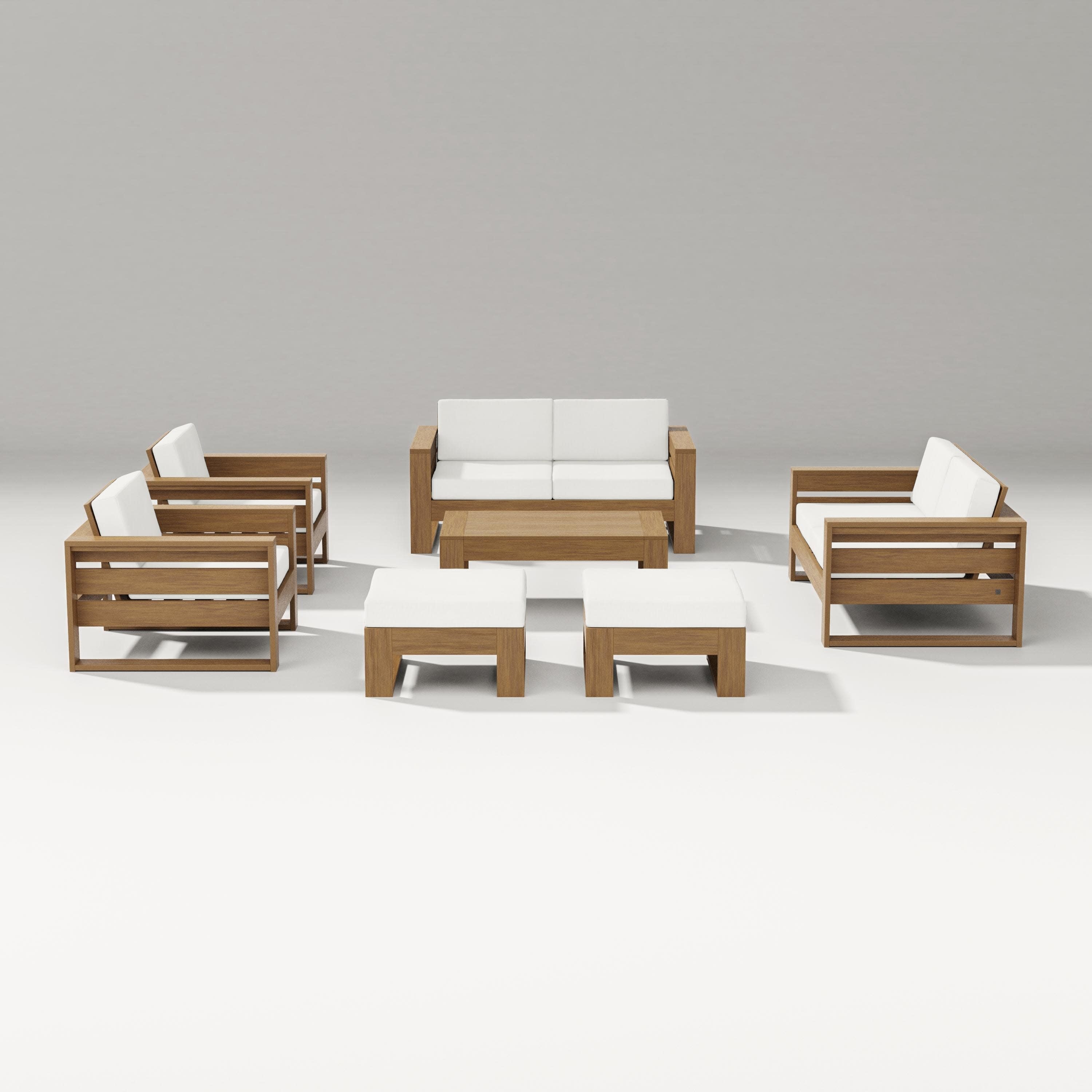 Latitude 7-Piece Lounge Loveseat Set in Natural / Natural Linen