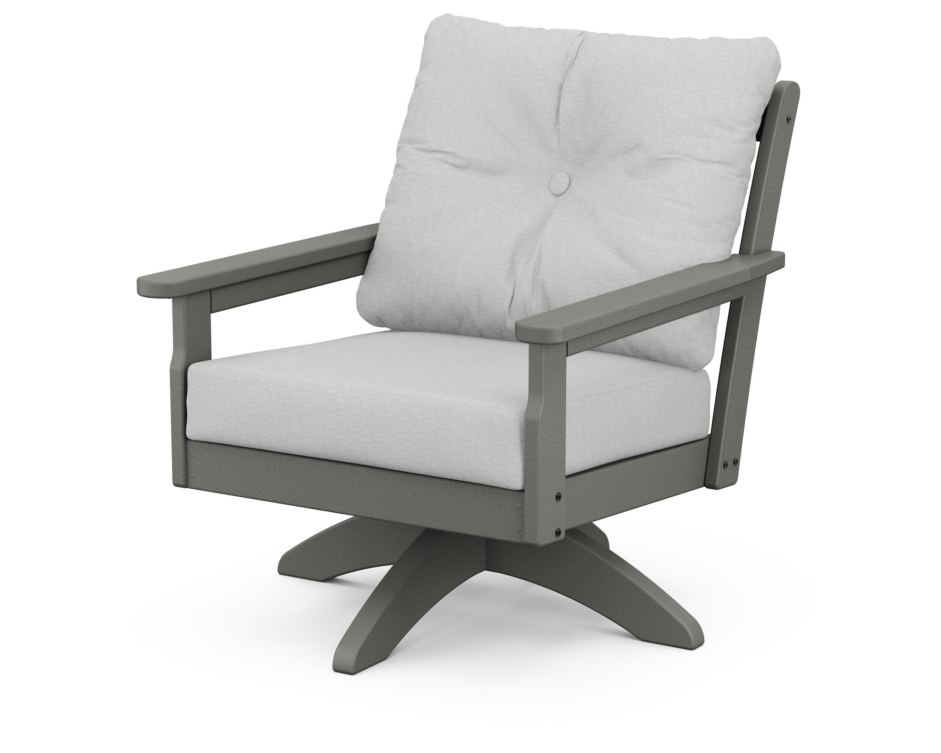 Vineyard Deep Seating Swivel Chair in Slate Grey / Diamond in the Rough