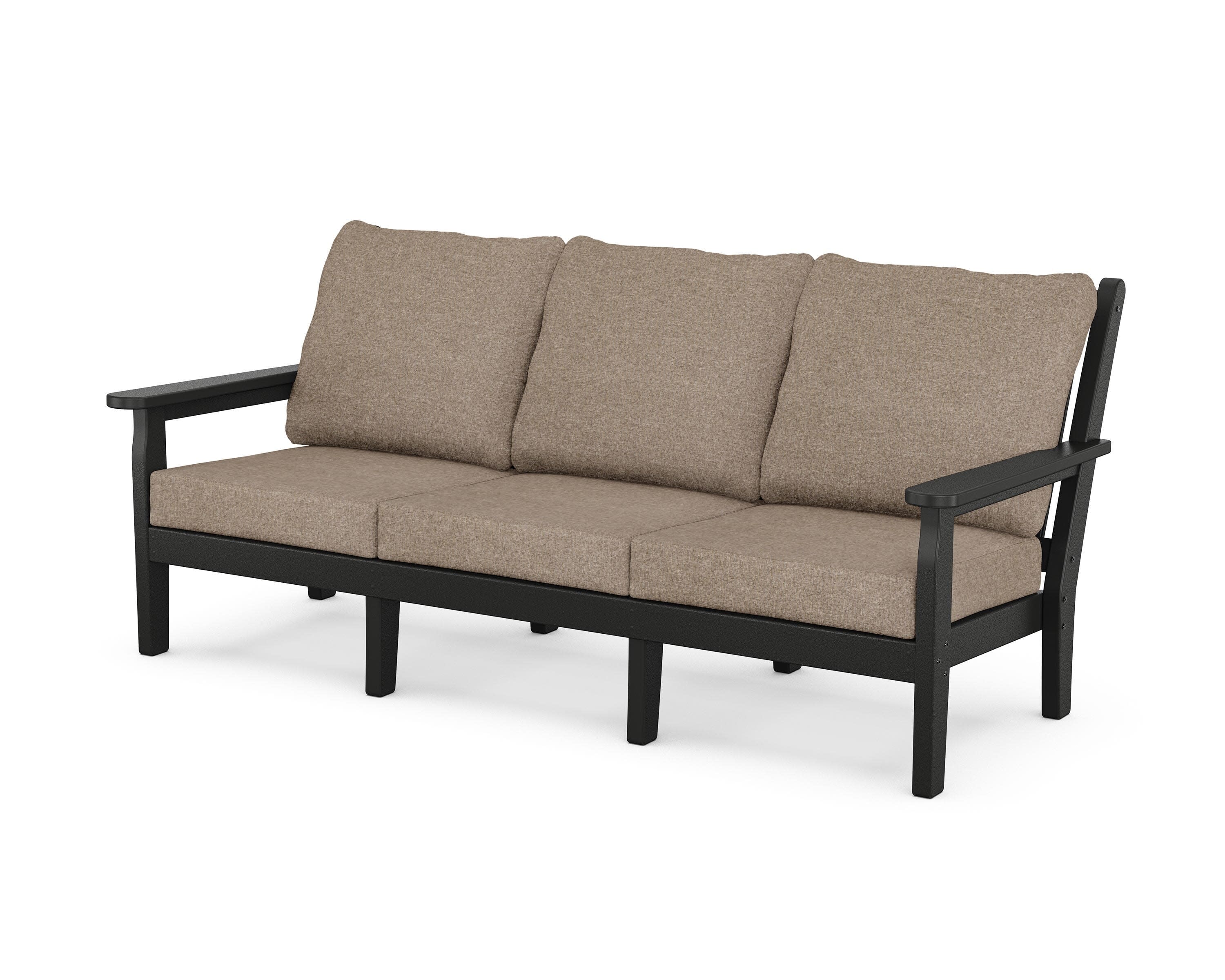 Chippendale Deep Seating Sofa in Black / Spiced Burlap