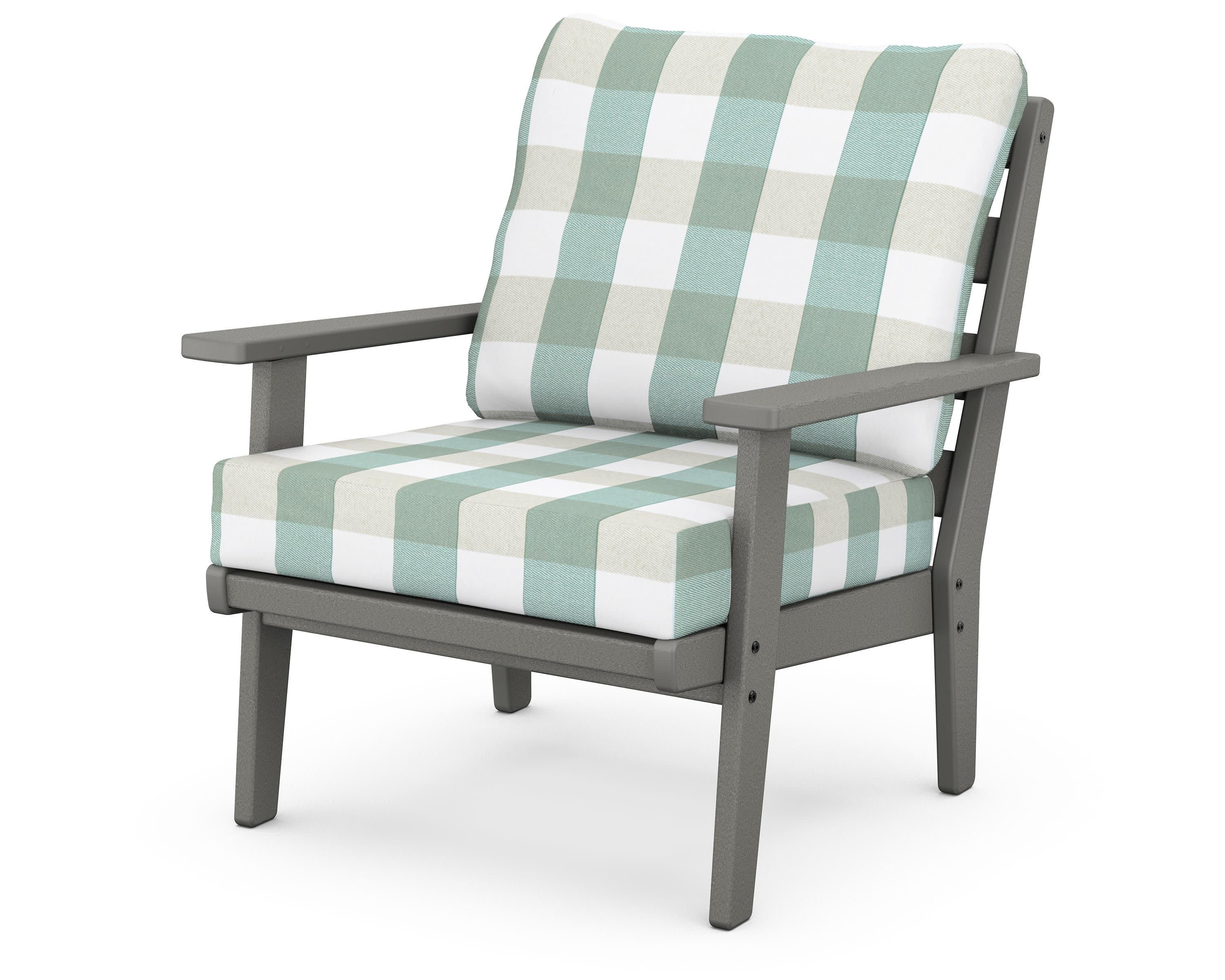 Grant Park Deep Seating Chair in Slate Grey / Buffalo Plaid Glacier Spa