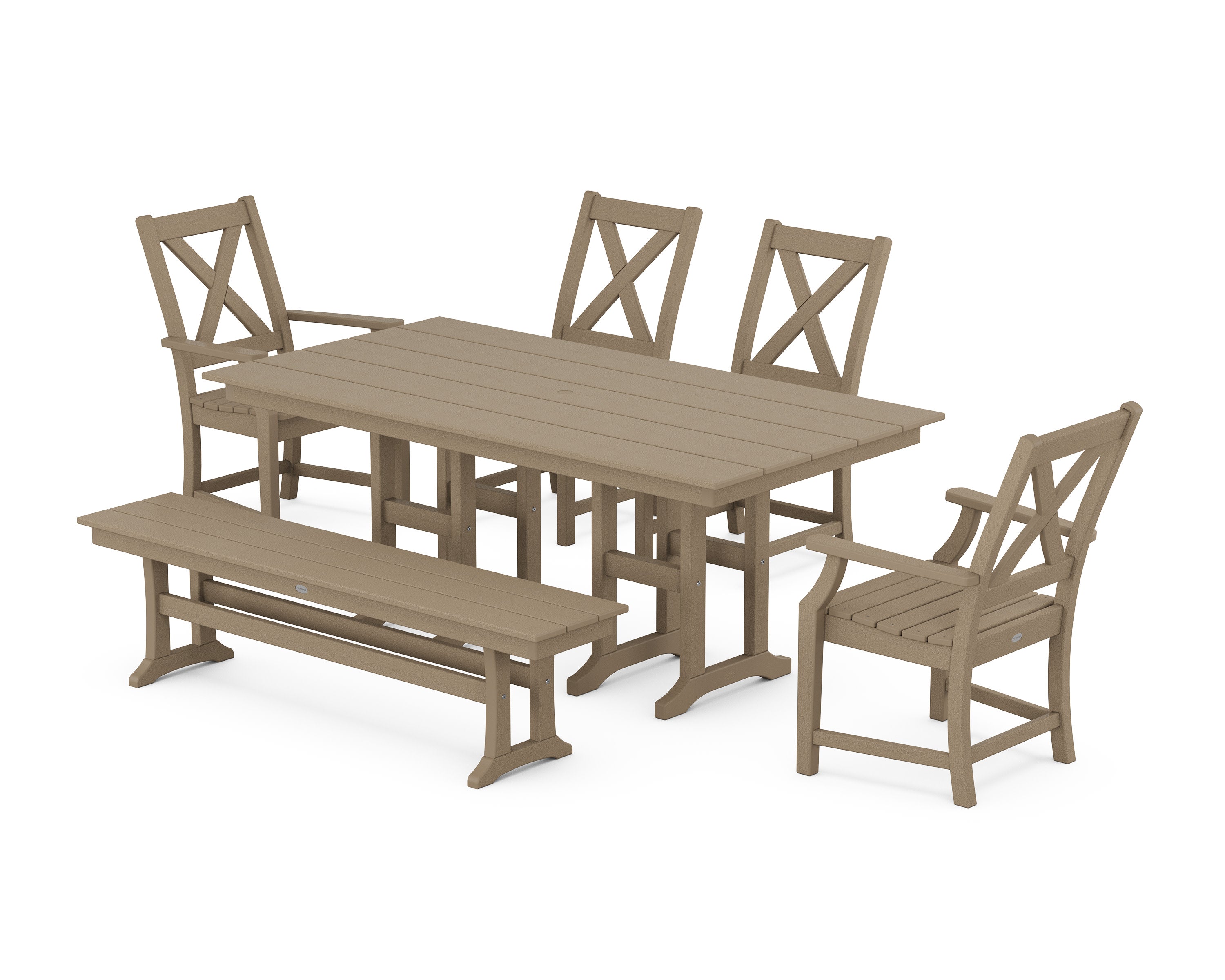 Braxton 6-Piece Farmhouse Dining Set in Vintage Sahara