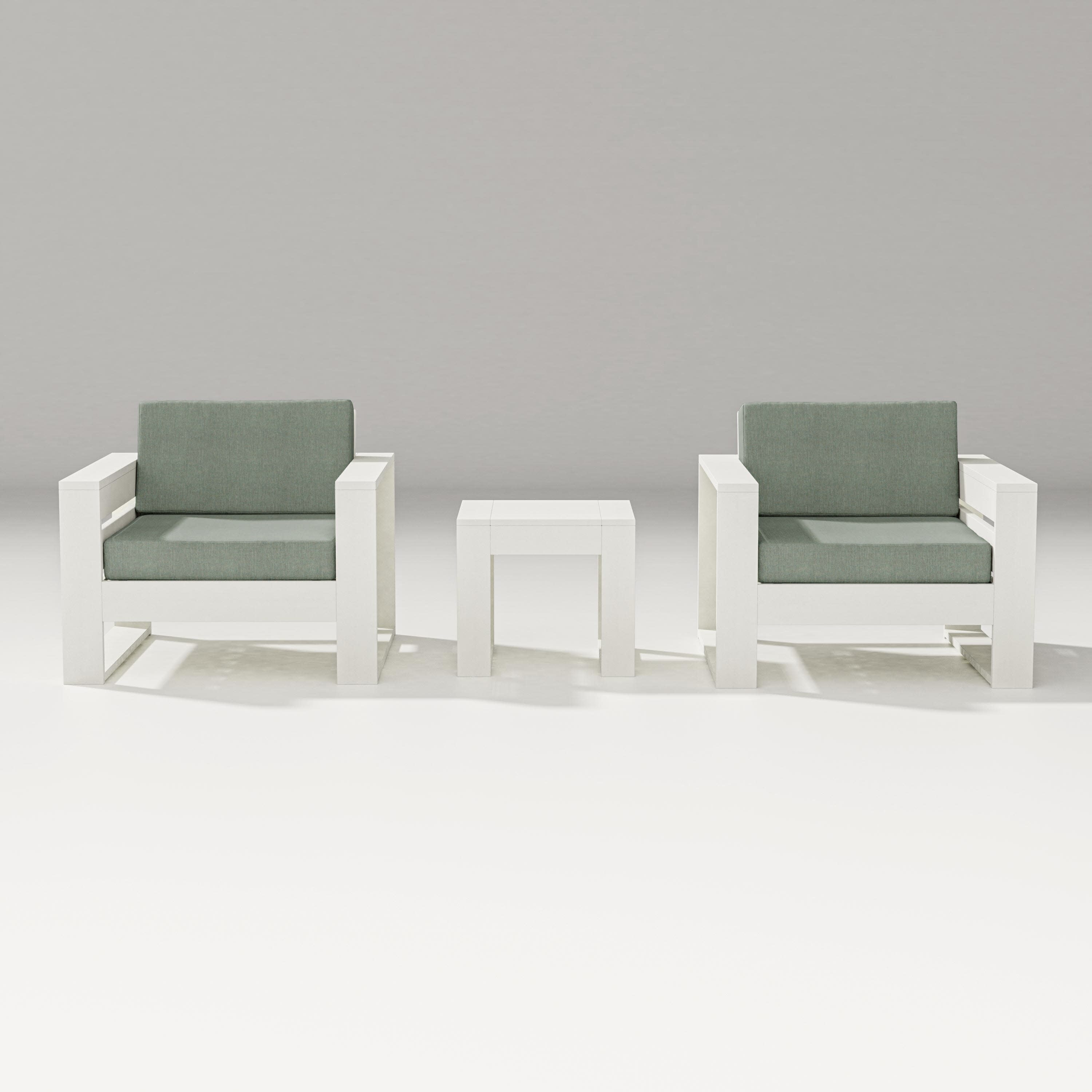Latitude 3-Piece Lounge Chair Set in Vintage White / Cast Sage