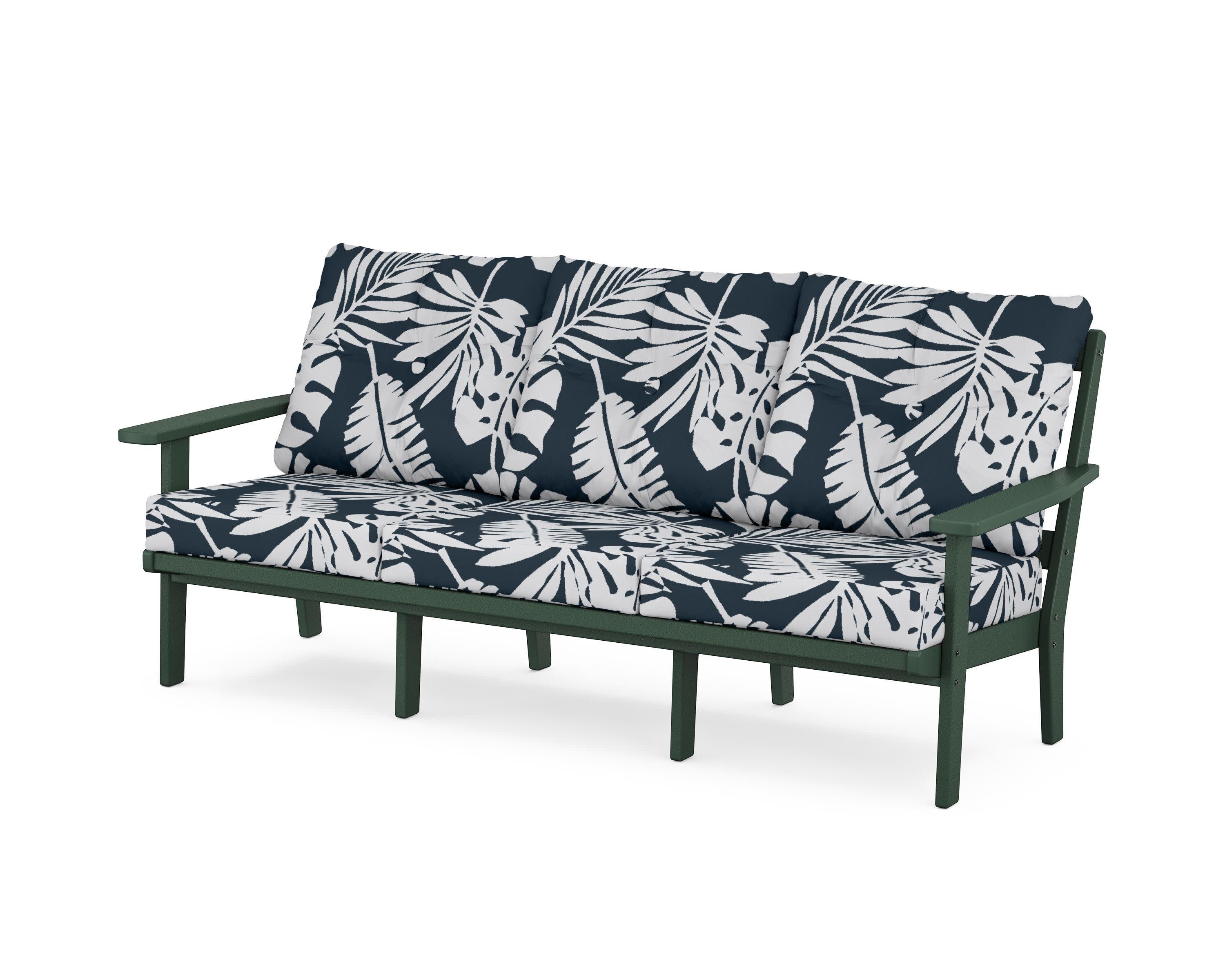 Oxford Deep Seating Sofa in Green / Leaf Marine Indigo