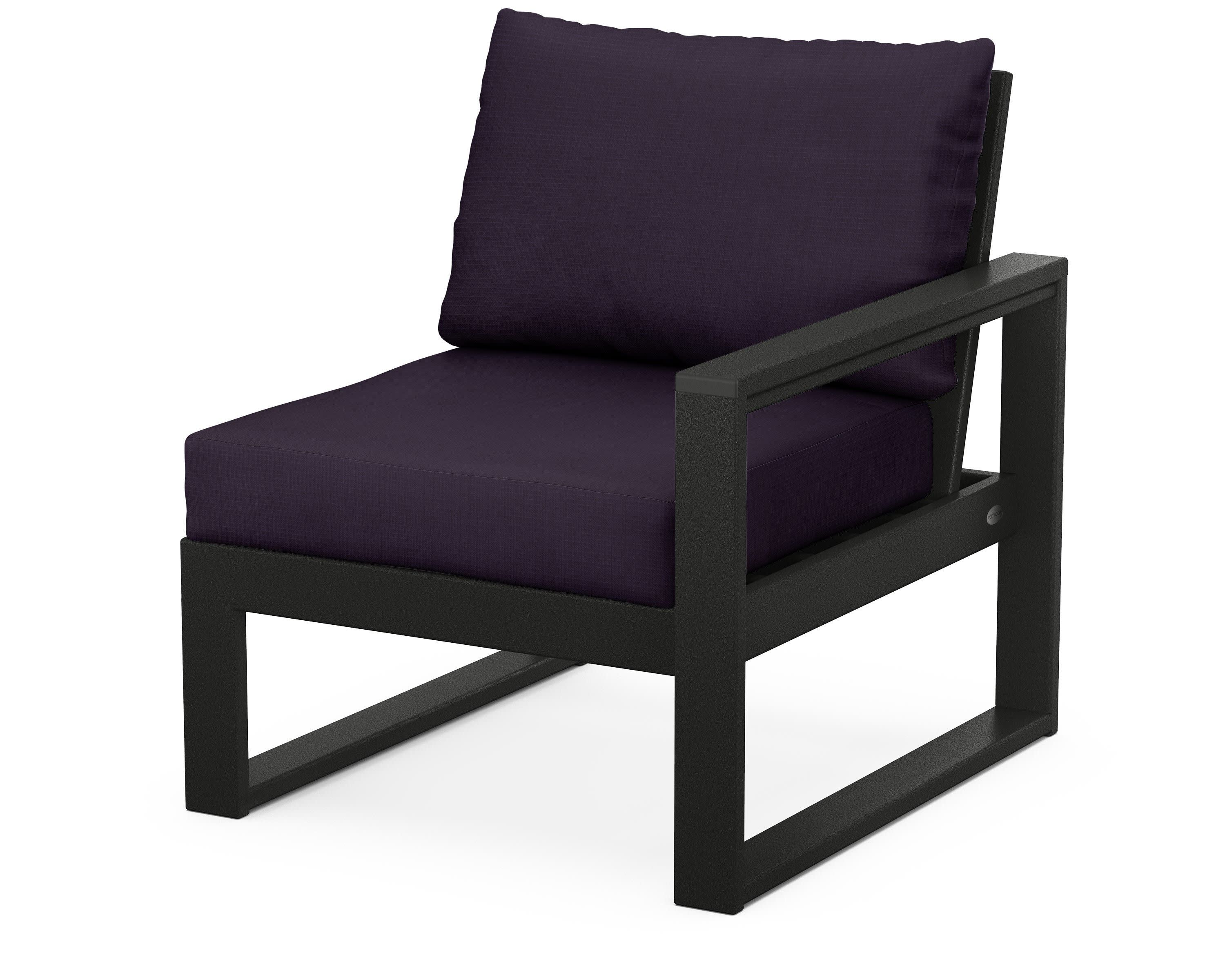 EDGE Modular Right Arm Chair in Black / Navy Linen