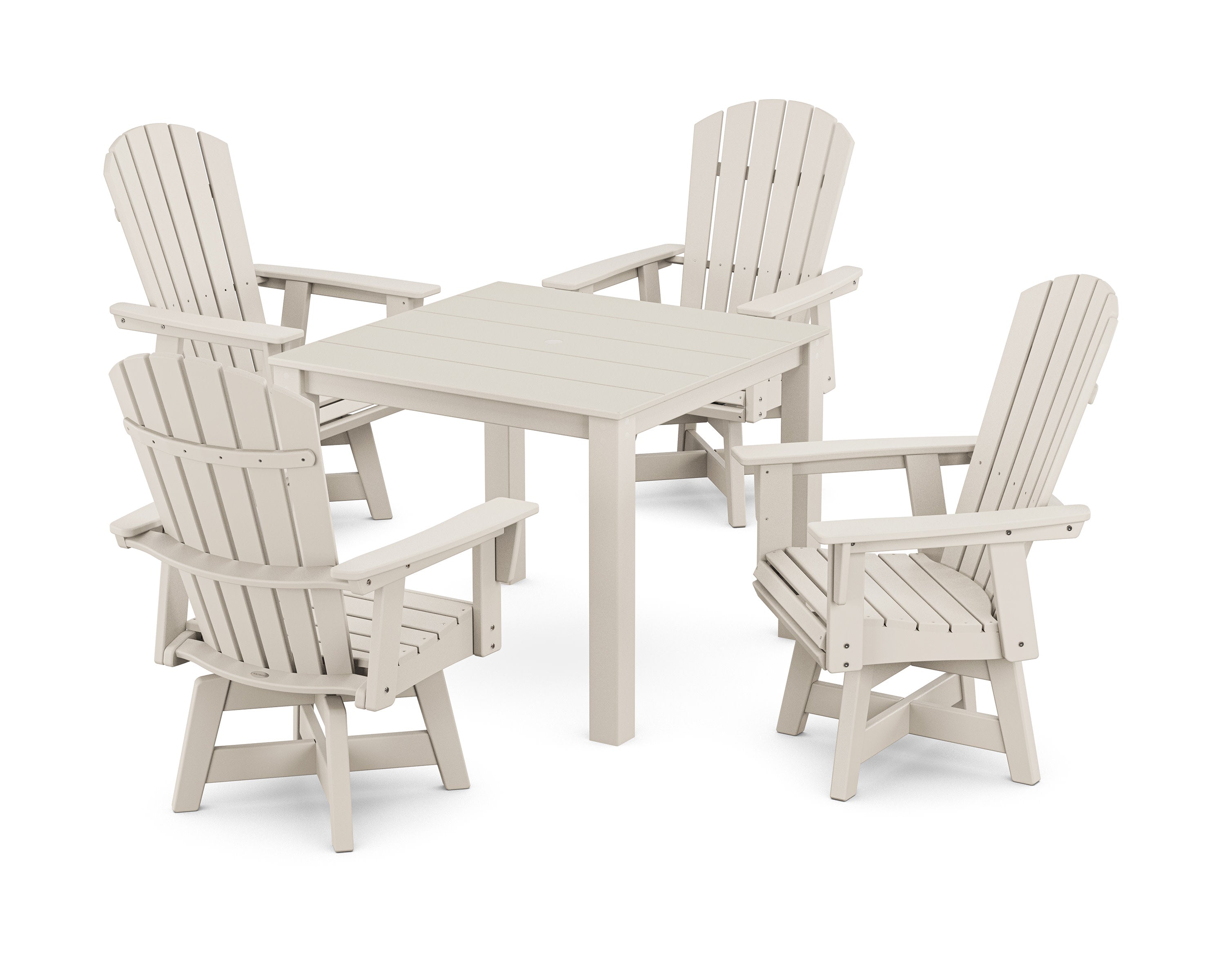 Nautical Curveback Adirondack Swivel 5-Piece Parsons Dining Set in Sand