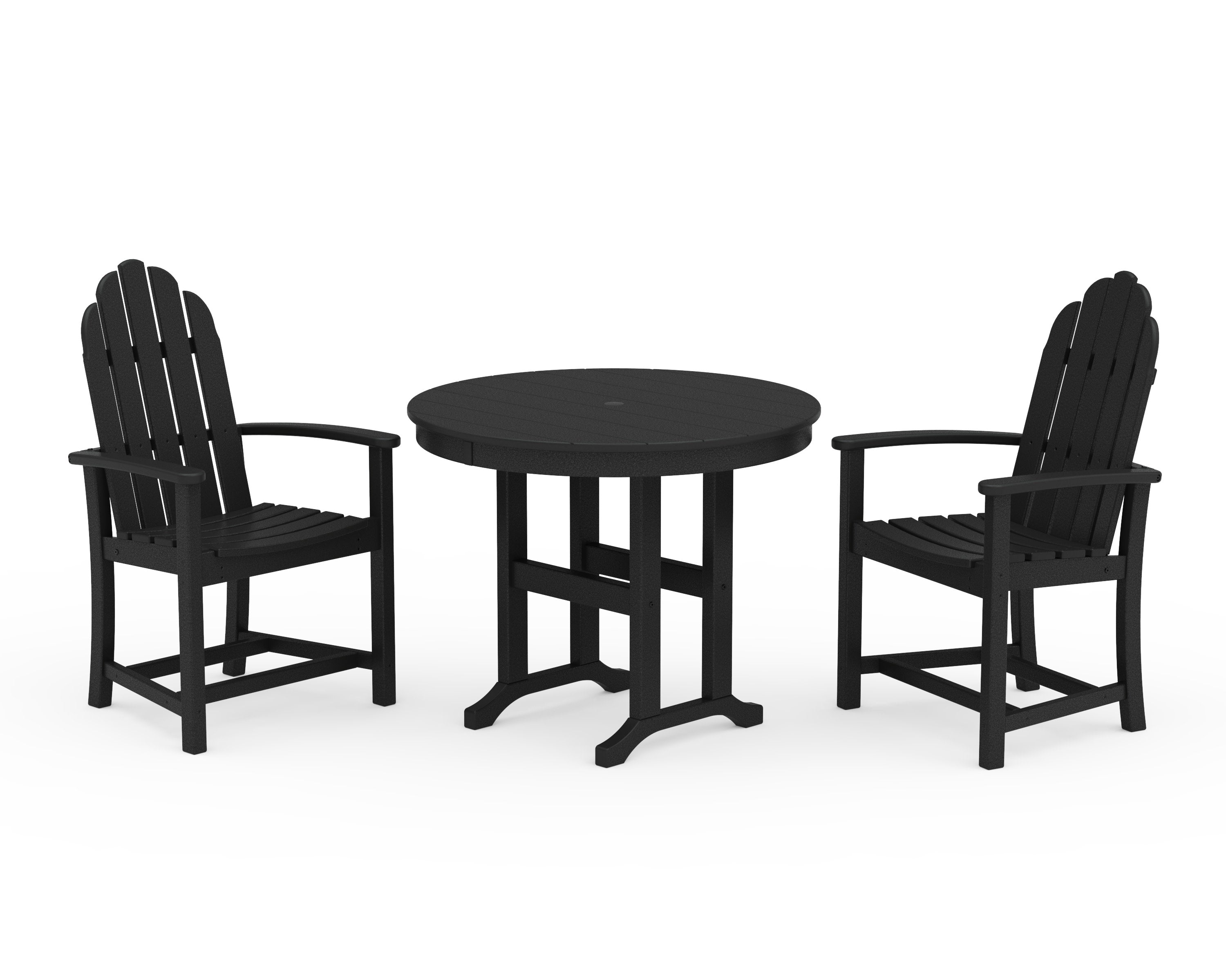 Classic Adirondack 3-Piece Round Dining Set in Black
