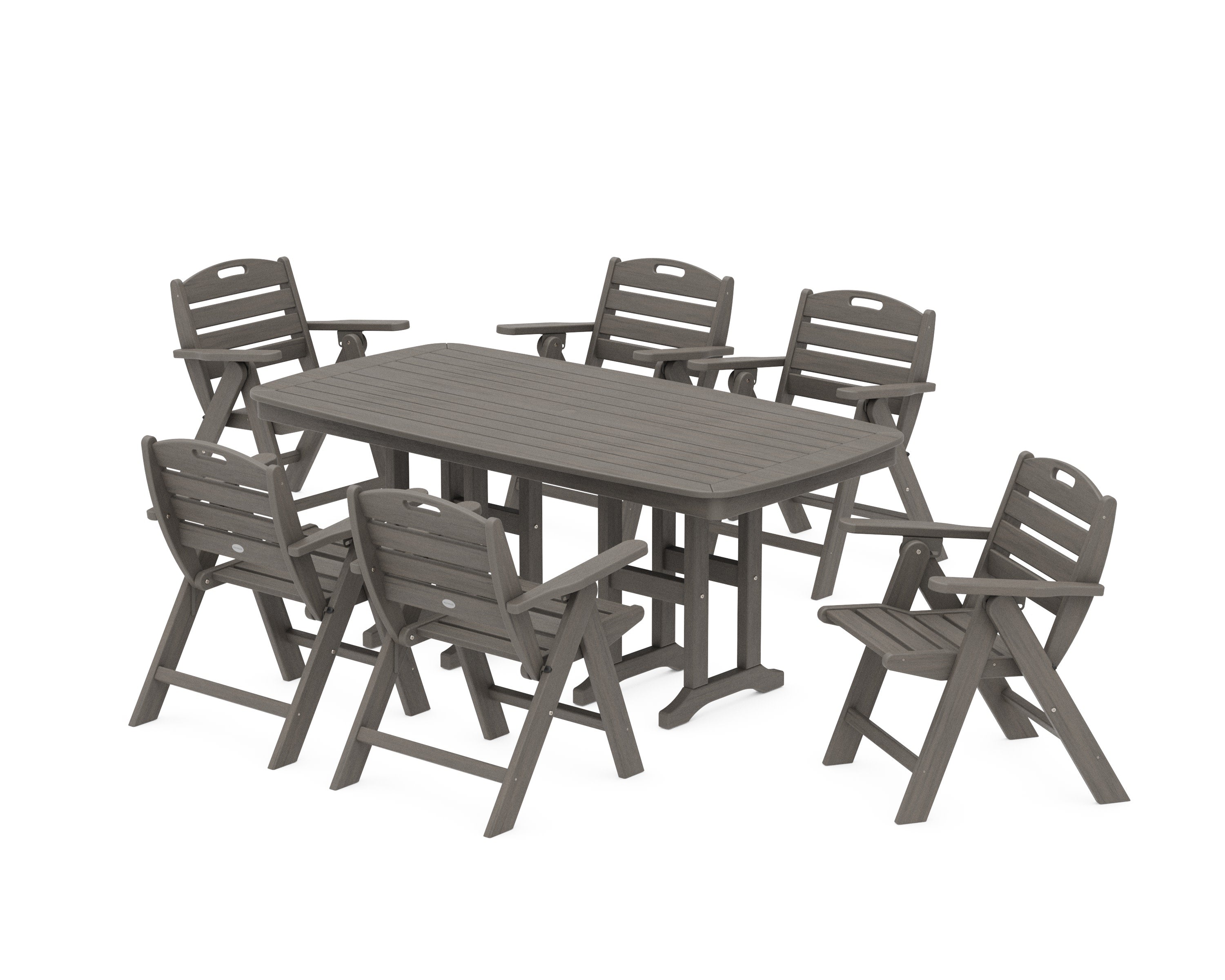 Nautical Lowback 7-Piece Dining Set in Driftwood