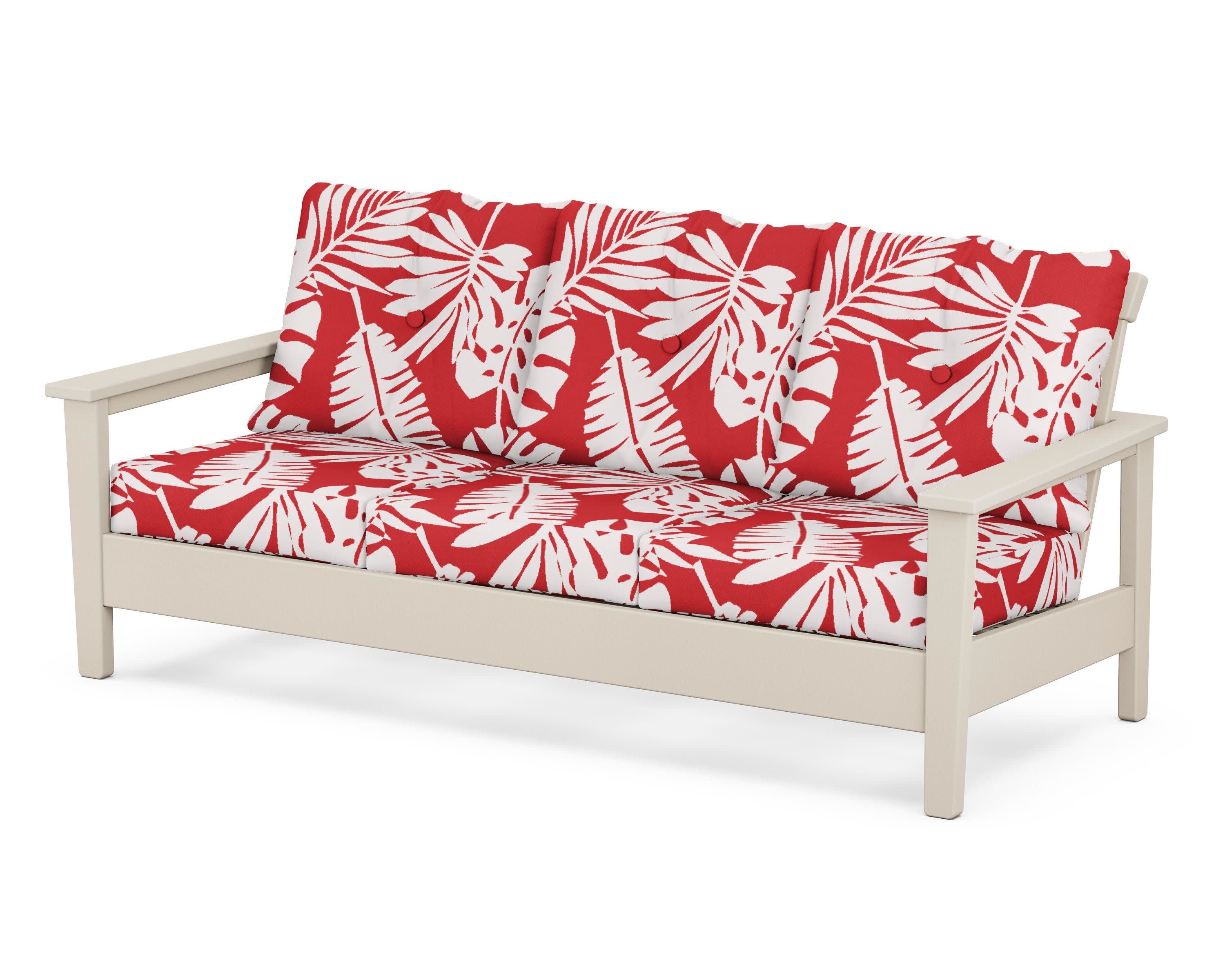 Prescott Deep Seating Sofa in Sand / Leaf Crimson