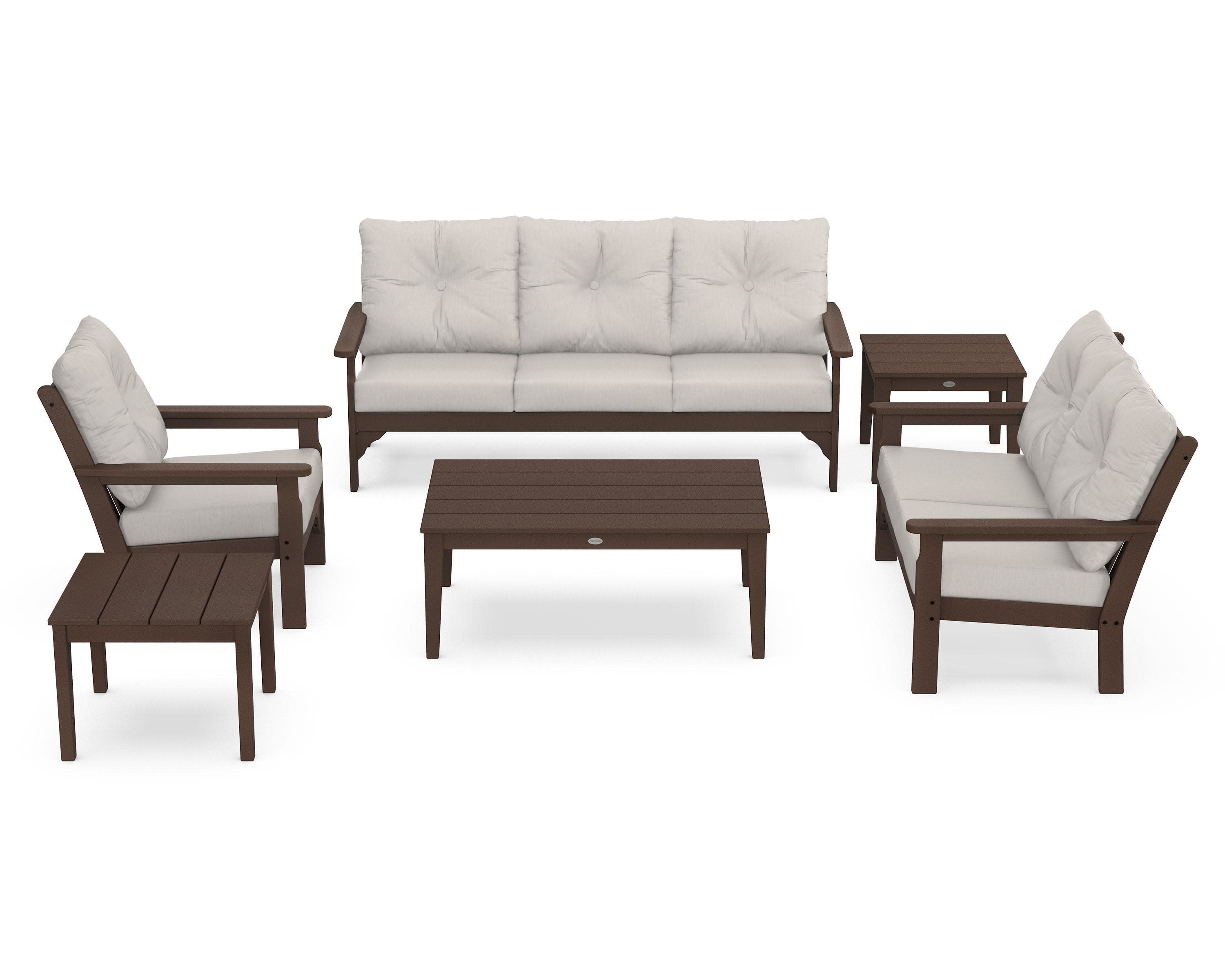 Vineyard 6-Piece Deep Seating Set in Mahogany / Cast Ash