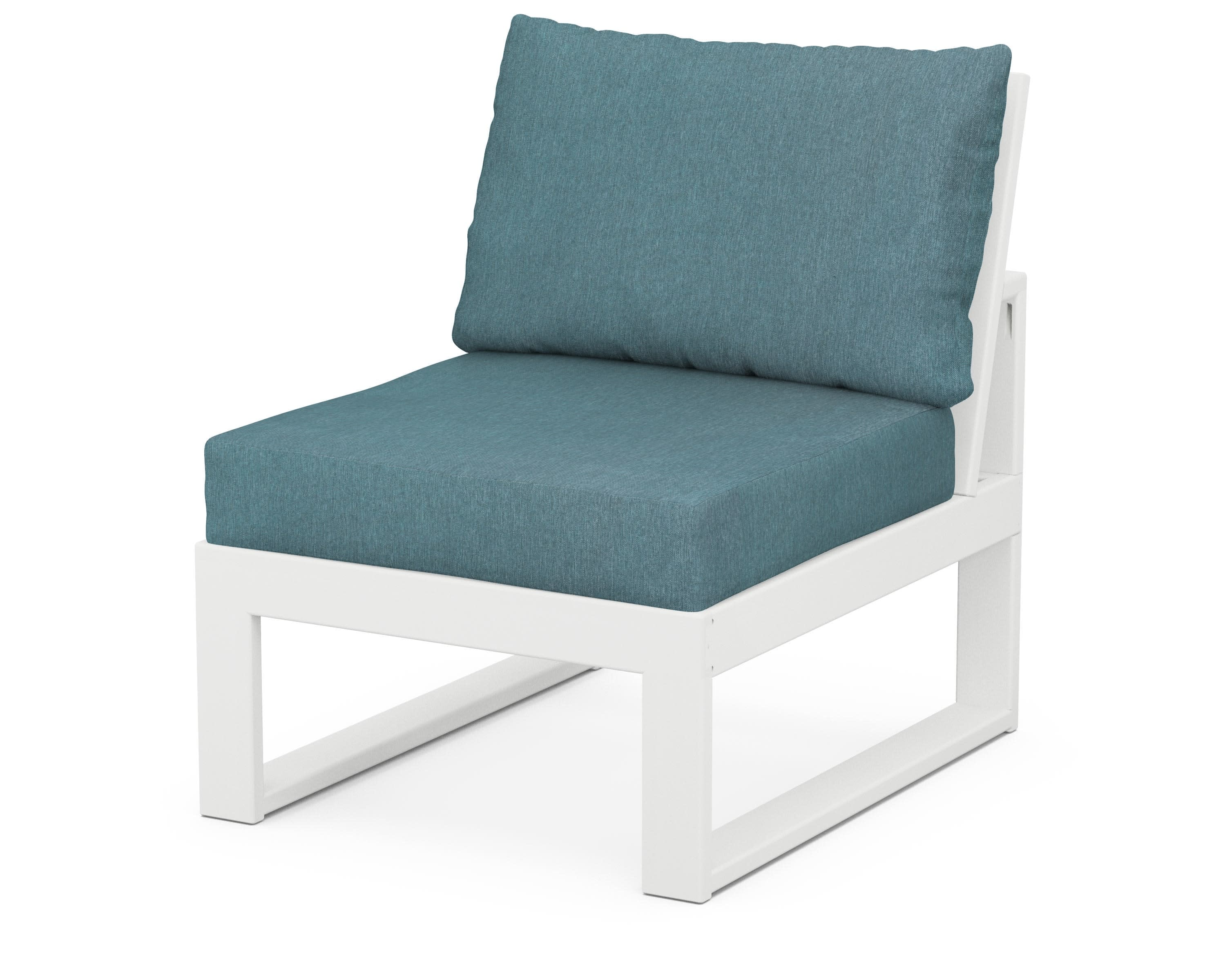 Modular Armless Chair in White / Ocean Teal