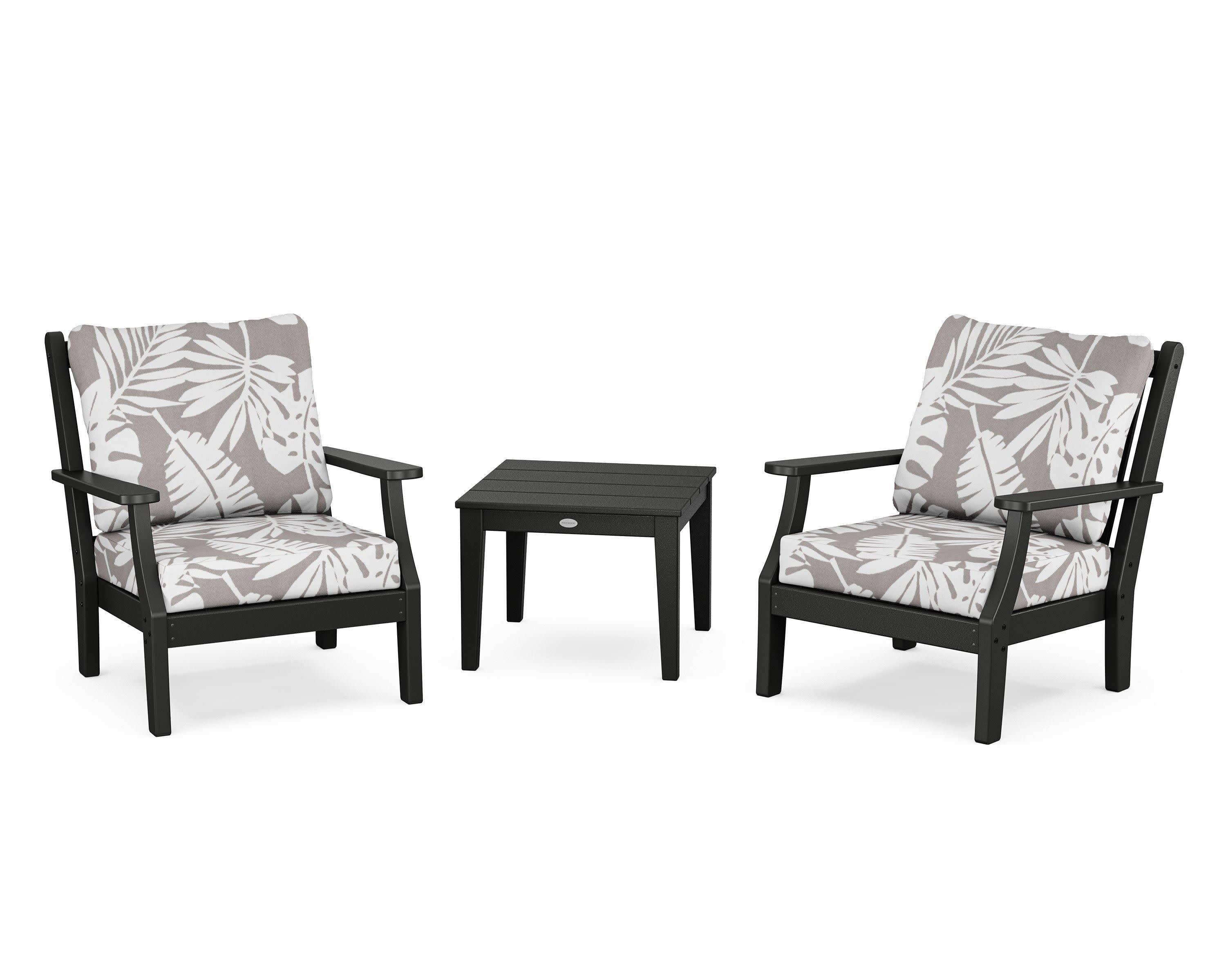 Wovendale 3-Piece Deep Seating Set in Black / Leaf Grey Mist