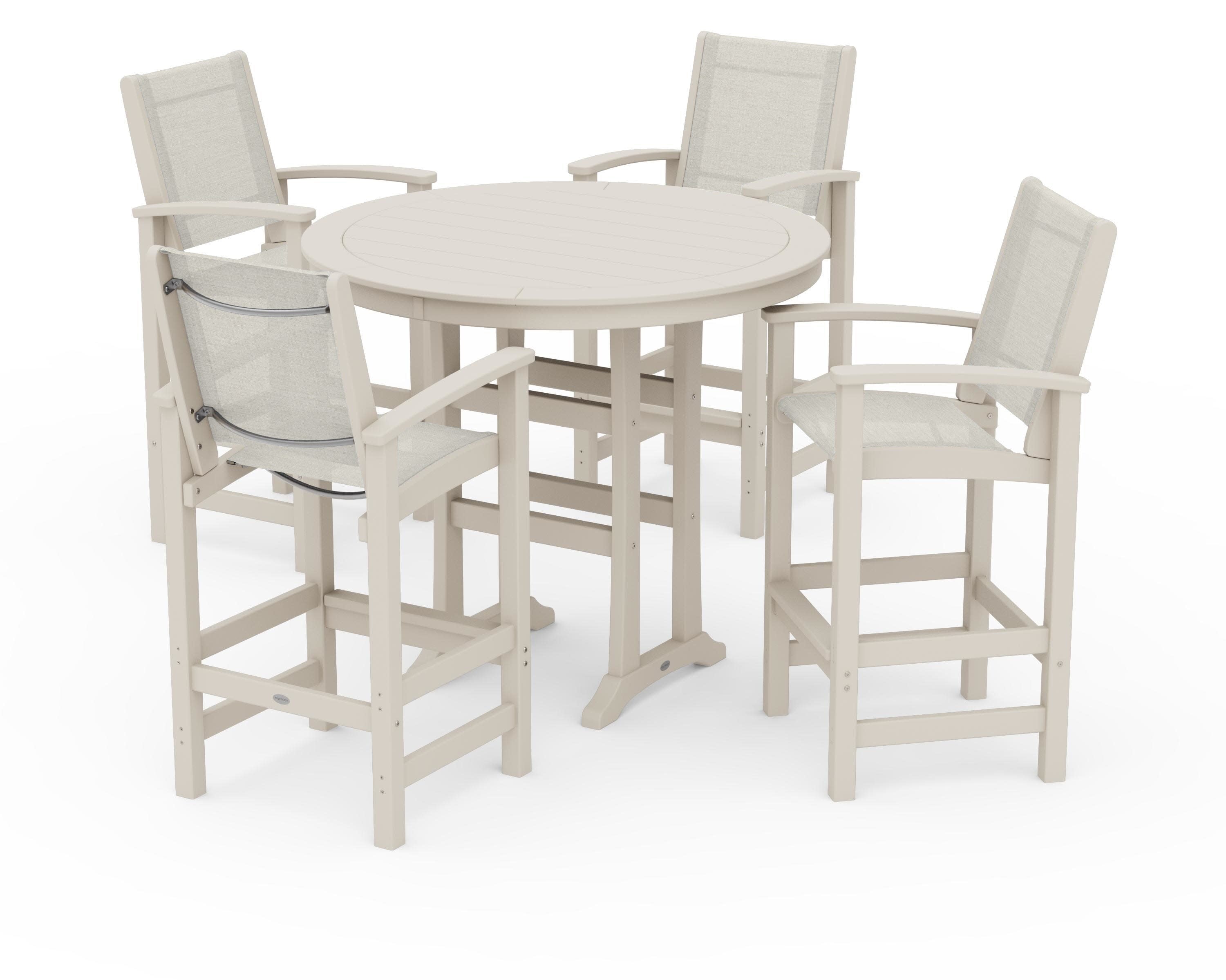 Coastal 5-Piece Nautical Trestle Bar Set in Sand / Parchment Sling