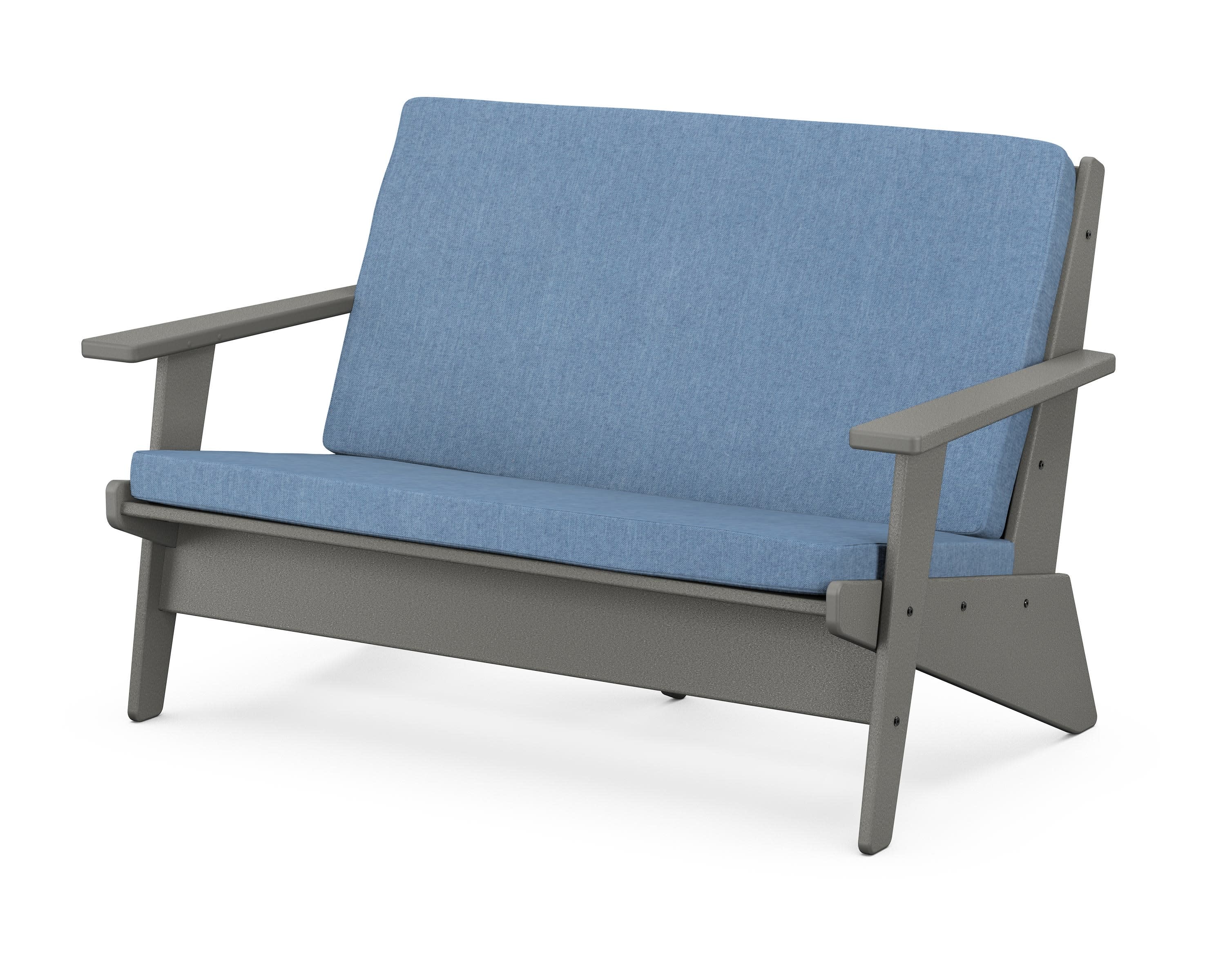 Riviera Modern Lounge Loveseat in Slate Grey / Sky Blue